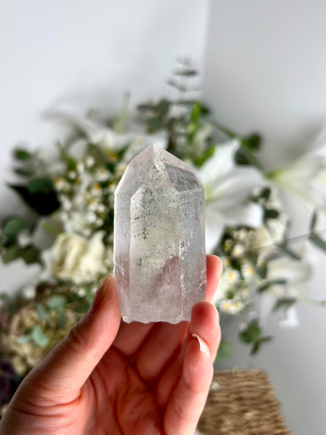 Grade AA Natural Chlorite Quartz Point with phantom- A Harmony of Healing and Protection CQC07, 124g