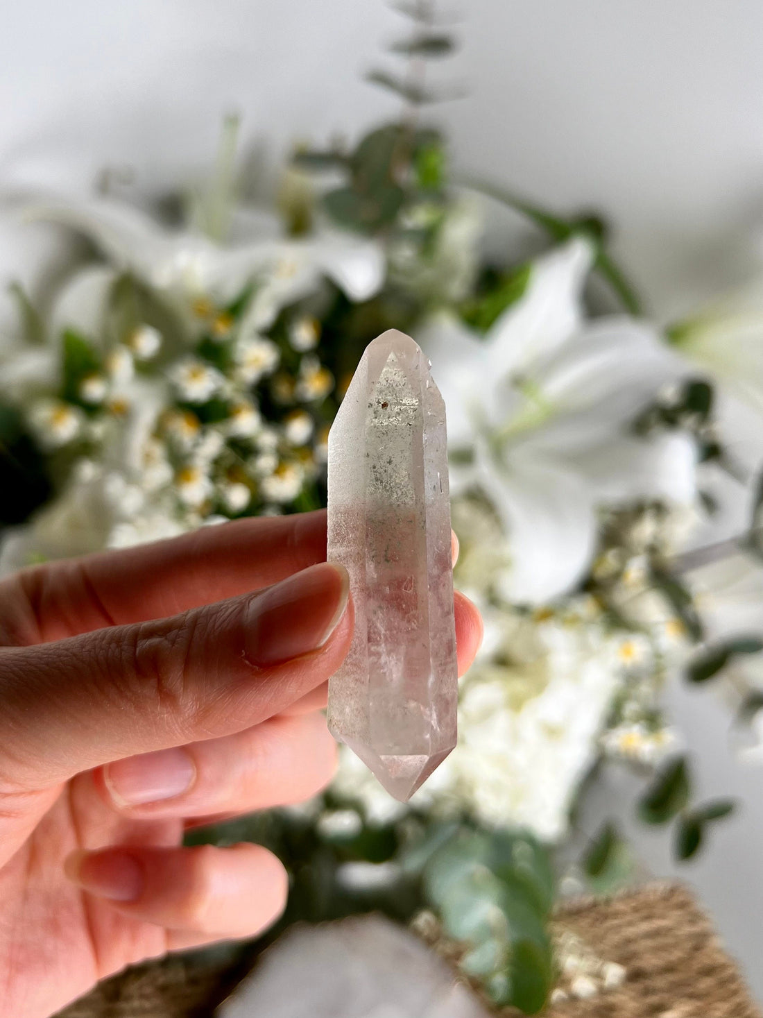 Grade AA Natural Double Terminated Chlorite Quartz Point with Rainbow - A Harmony of Healing and Protection CQC11, 21g