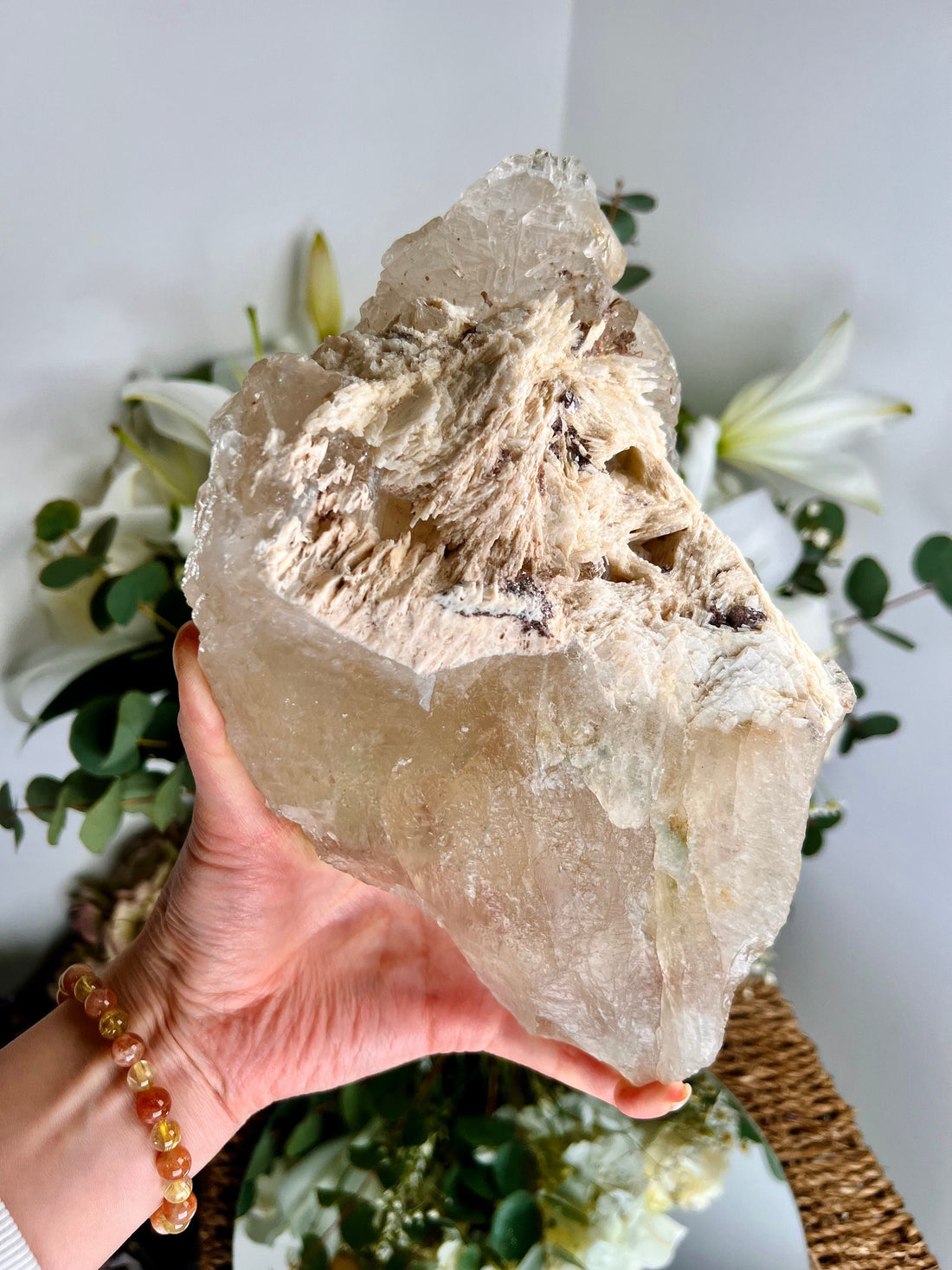 Extra Quality 100% Natural Large Elestial Citrine with Blue Tara Inclusion & Albite - A Cosmic Symphony of Light and Wisdom 1.8kg, EQC01