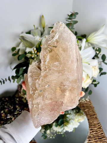 Extra Quality 100% Natural Large Elestial Citrine with Blue Tara Inclusion & Albite - A Cosmic Symphony of Light and Wisdom 1.8kg, EQC01