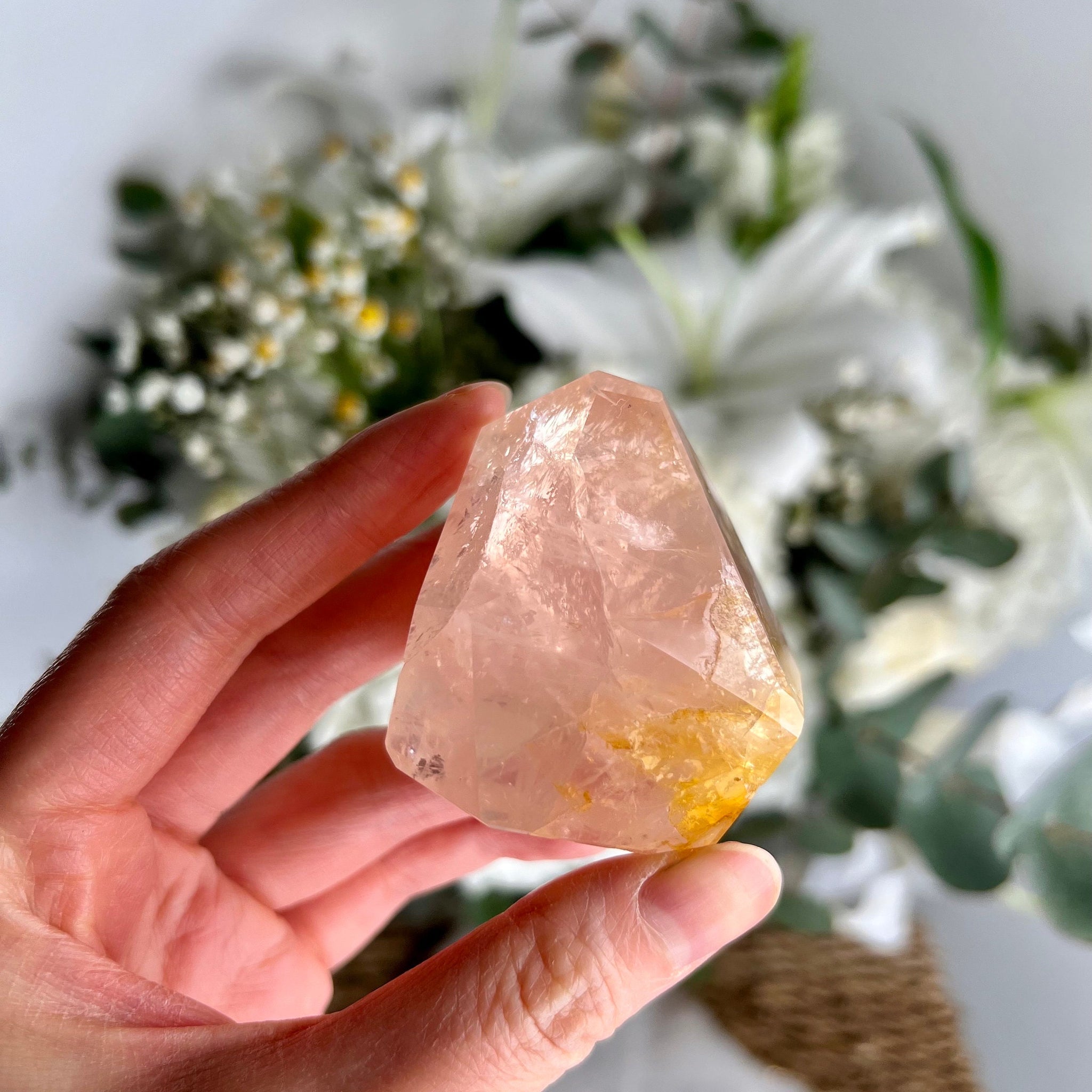 Grade AAA Golden Healer Rose Quartz Freeform with Star Light - A Celestial Beacon of Love and Healing, GRC12, 117g