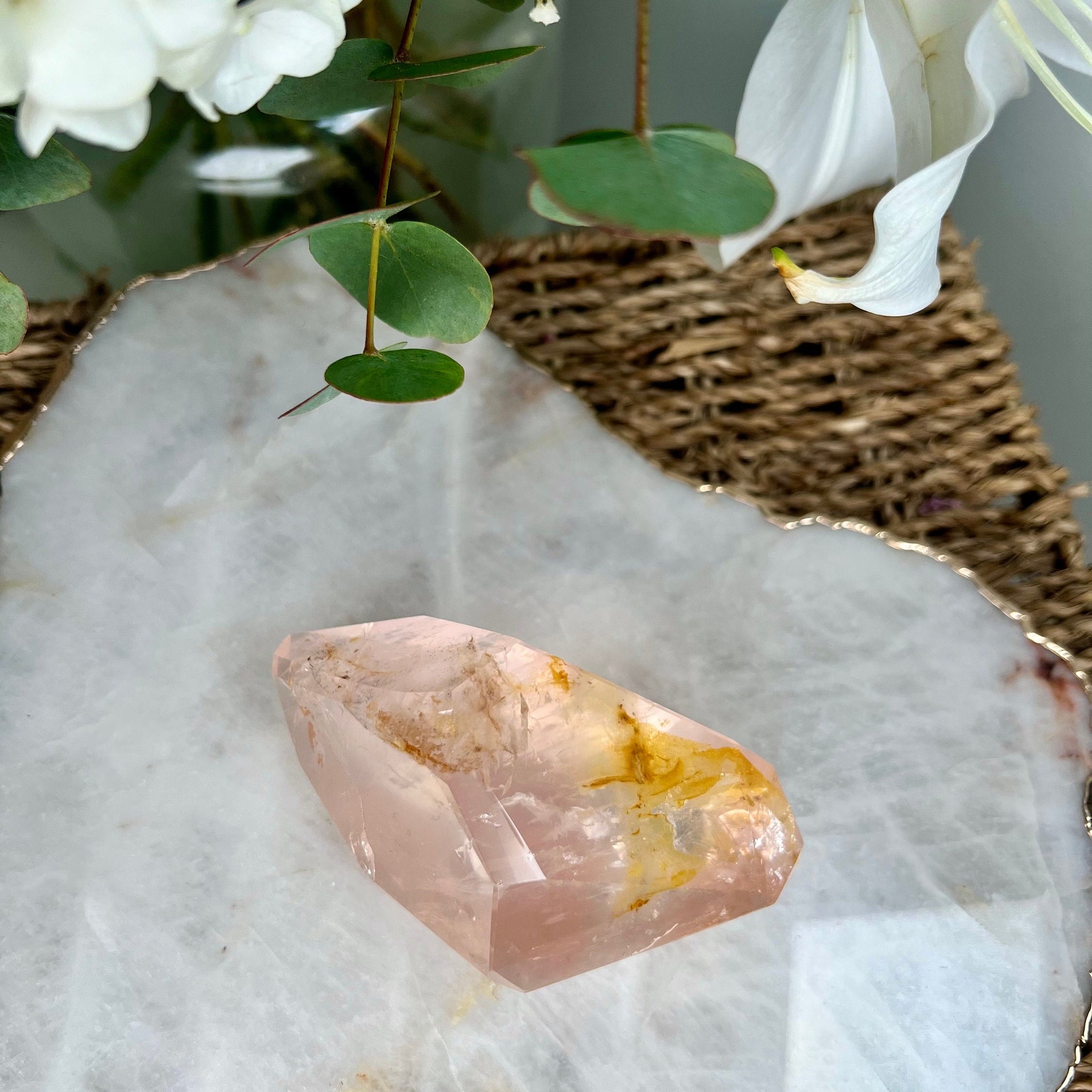 Grade AAA Golden Healer Rose Quartz Freeform with Star Light - A Celestial Beacon of Love and Healing, GRC28, 296g