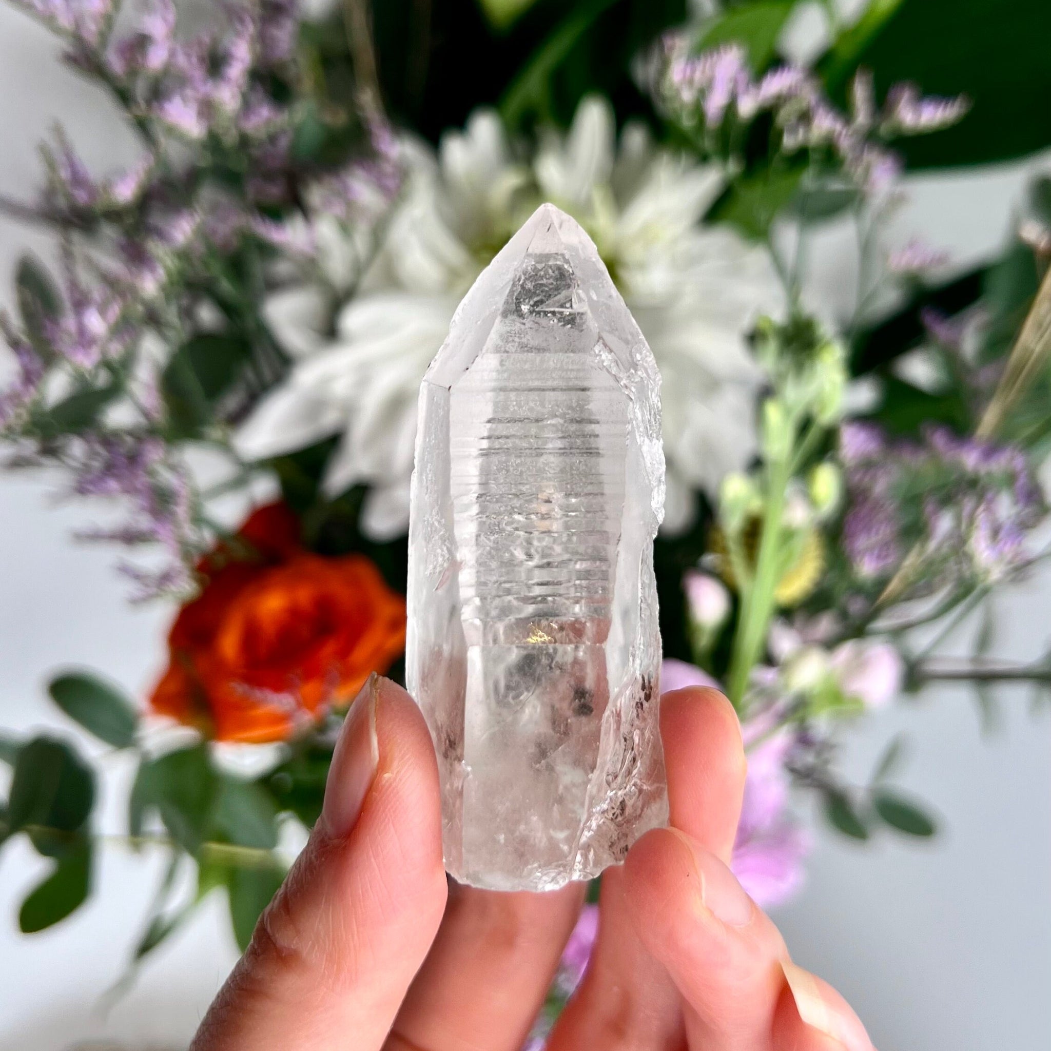 Grade AAA Natural Chlorite Lemurian Quartz 58g, Self Healed Crater Formation, Starseed Quartz Wand,  Extra Quality CS10