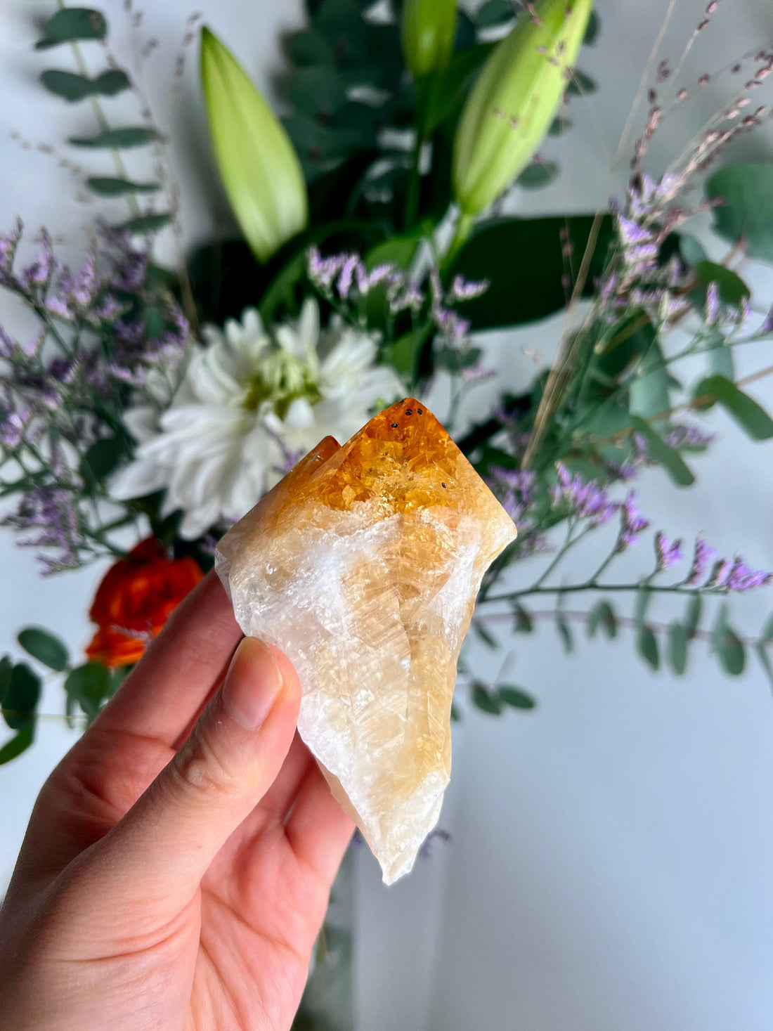 Extra Quality Heated Citrine Point with Rainbows, Twin Points RC07 191g