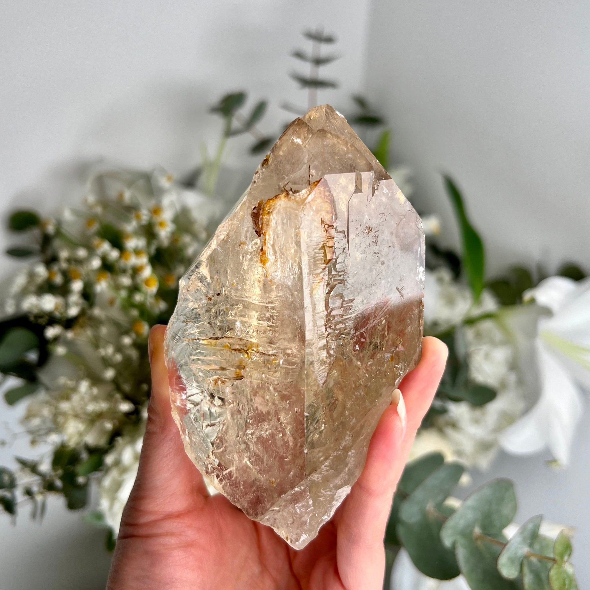 Grade AAA Natural Golden Citrine Cathedral Point with Big Rainbow - Super Extra Quality, CCH01, 385g