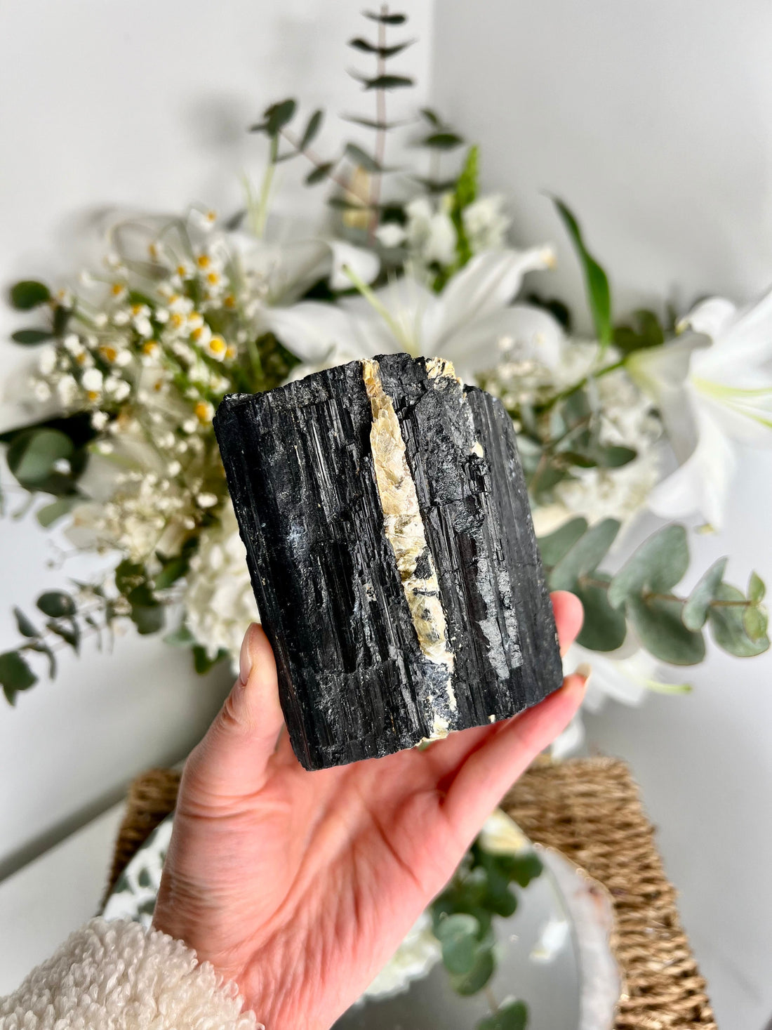 Grade AA Raw Black Tourmaline Specimen - The Ultimate Shield for Energy Purification, Grounding & EMF Protection 852g BTG03