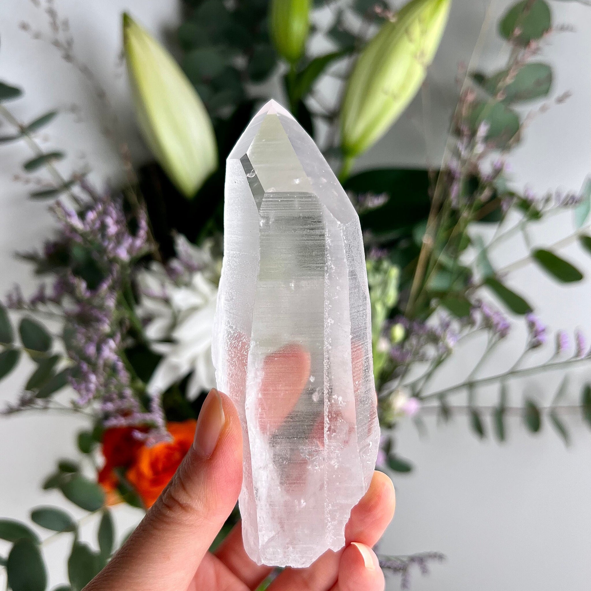 Grade AAA Natural Etched Lemurian Quartz 169g, Self Healed with Phantom, Starseed Quartz Wand, Extra Quality SL10