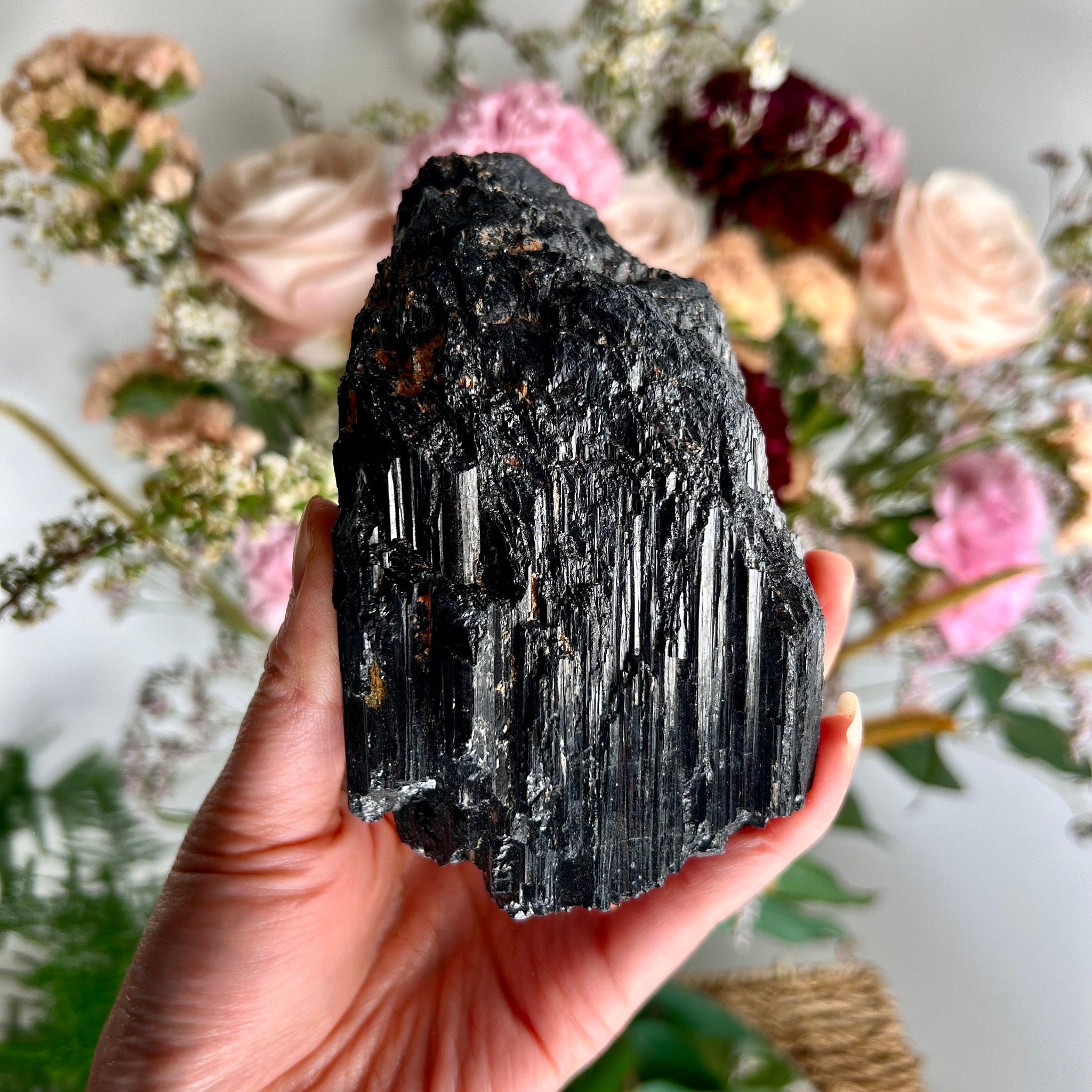 Grade AA Raw Black Tourmaline Specimen - The Ultimate Shield for Energy Purification, Grounding & EMF Protection 631g BTG09