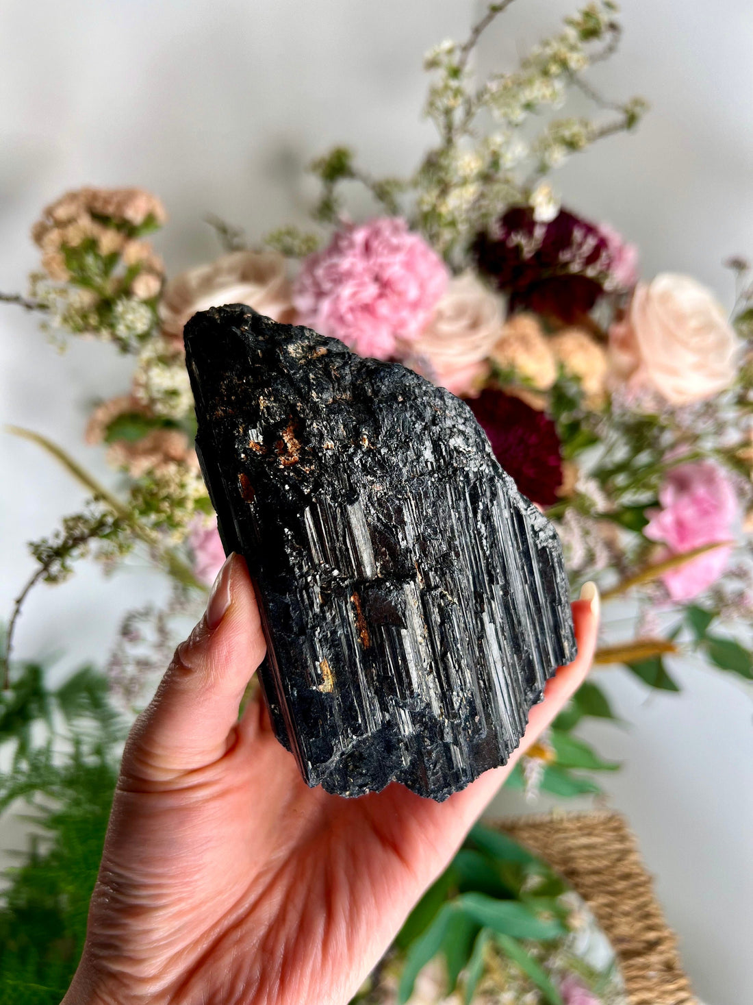 Grade AA Raw Black Tourmaline Specimen - The Ultimate Shield for Energy Purification, Grounding & EMF Protection 631g BTG09