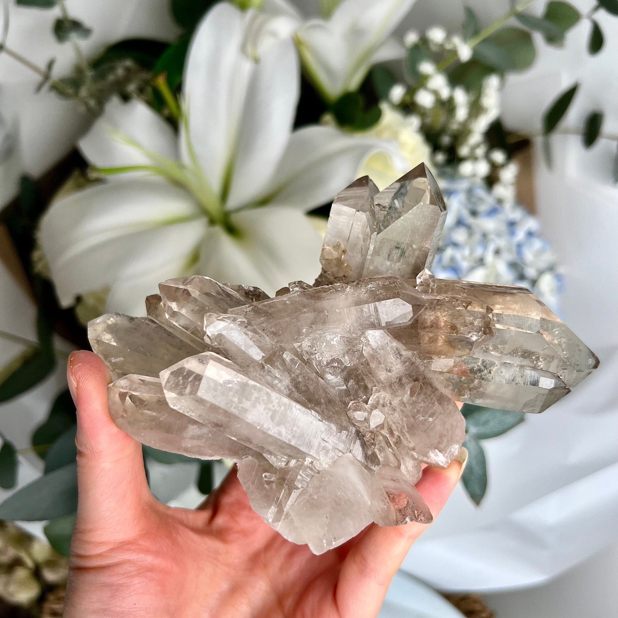 Exceptional AAA Smoky Quartz Cluster with Bridge & Inner Child Points and Rainbows  SC10 399g