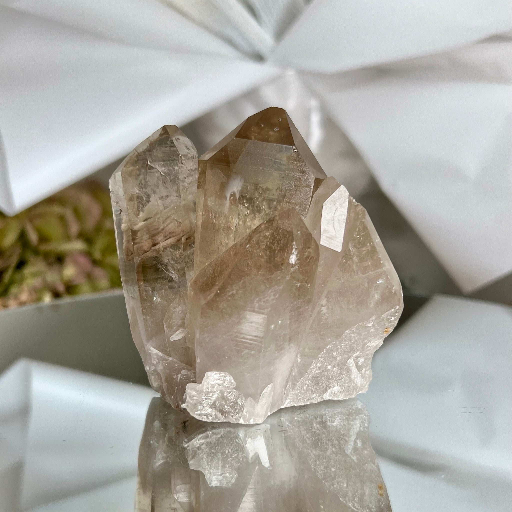 Grade AA+ Natural Smoky Quartz Cluster with Lodalite Inclusion - A Grounding Masterpiece 204g