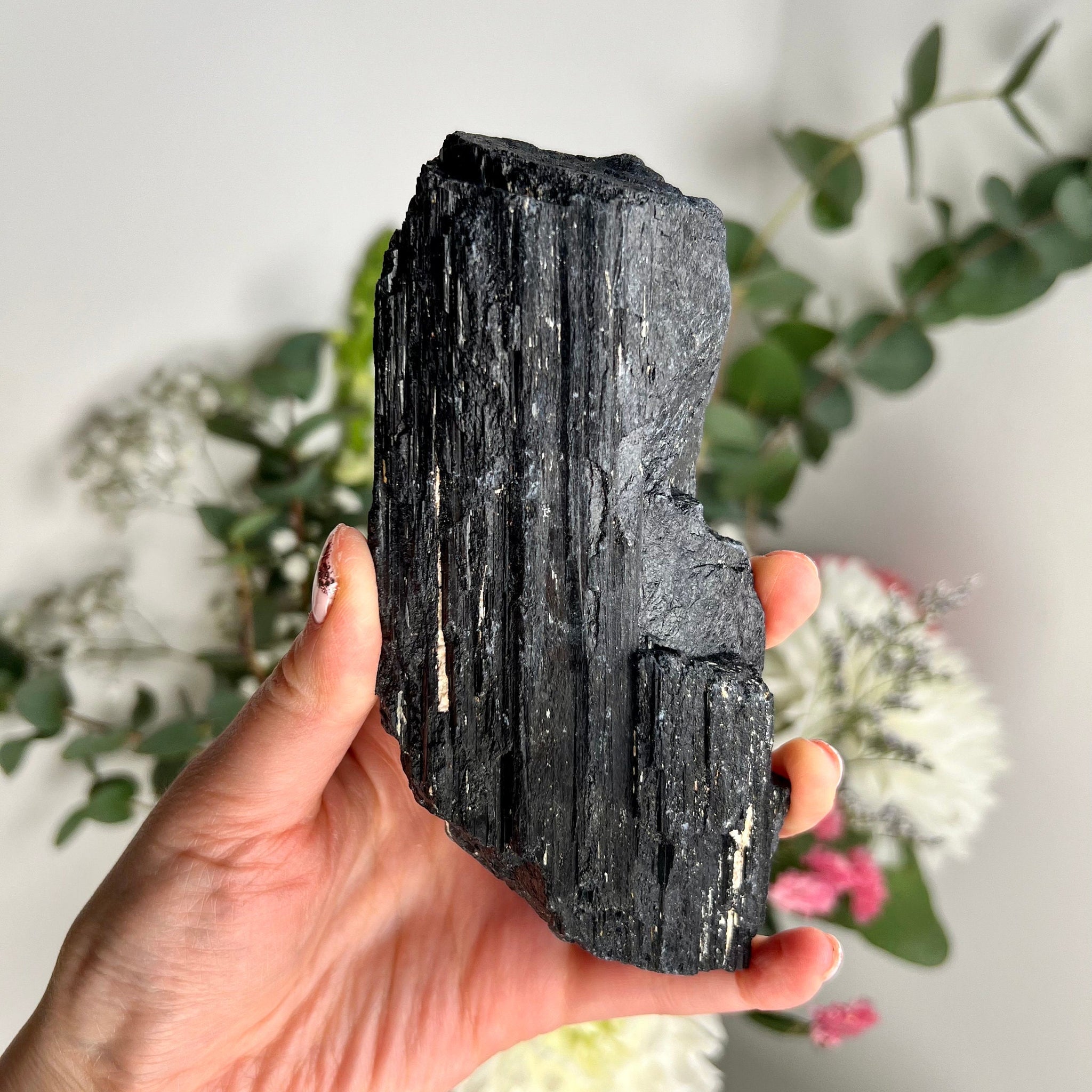 Grade AA Raw Black Tourmaline Specimen - The Ultimate Shield for Energy Purification, Grounding & EMF Protection 613g BTG24
