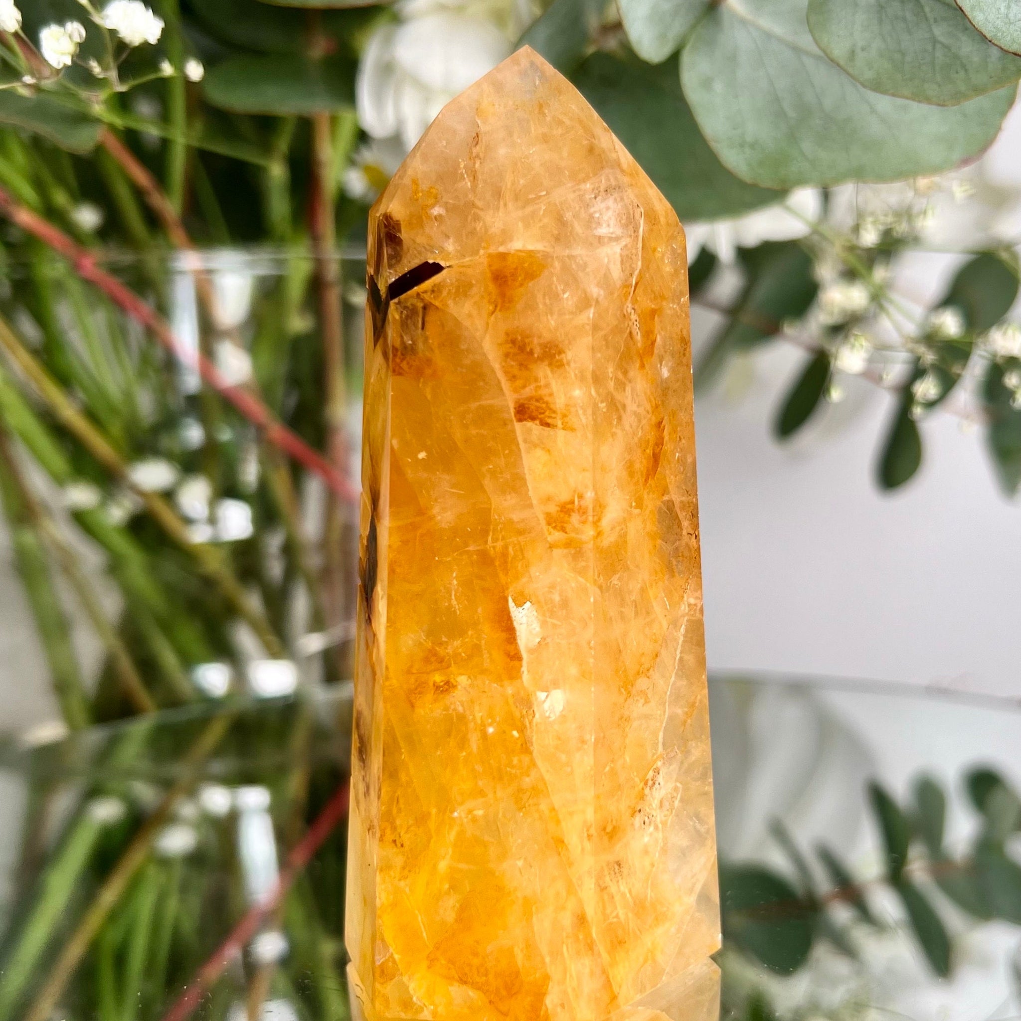 Grade AA Golden Healer Tower - Natural Hematoid Quartz for Ultimate Healing, Abundance, and High Energy Frequency GHC15, 184g