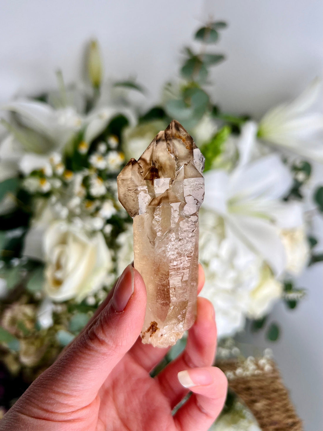 Grade AAA Natural Adaptogenic BG3 Citrine Scepter Specimen - with smoky phantom and iron inclusion from Piaui, Brazil ACC05, 89g