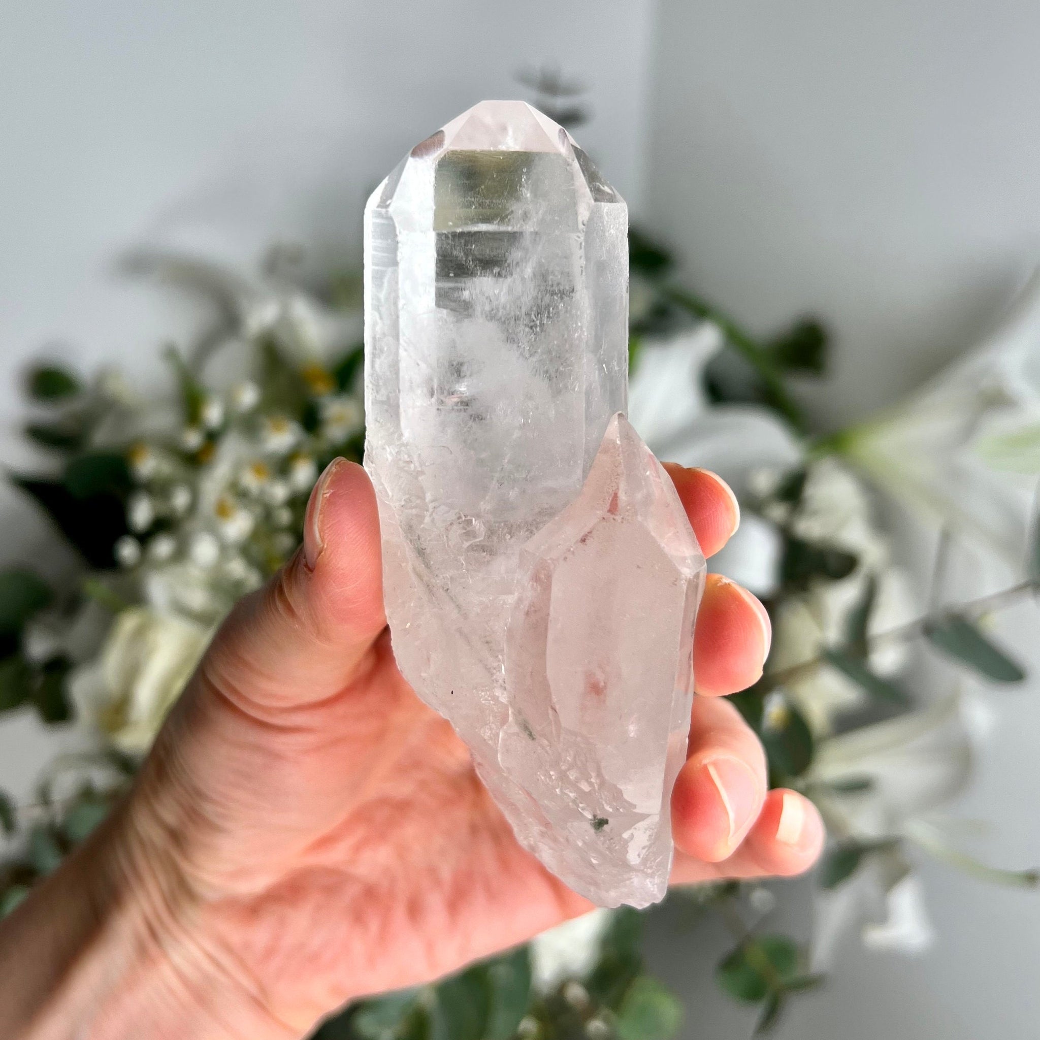 Grade AA Natural Chlorite Quartz Point with Rainbow - A Harmony of Healing and Protection CQC06, 134g