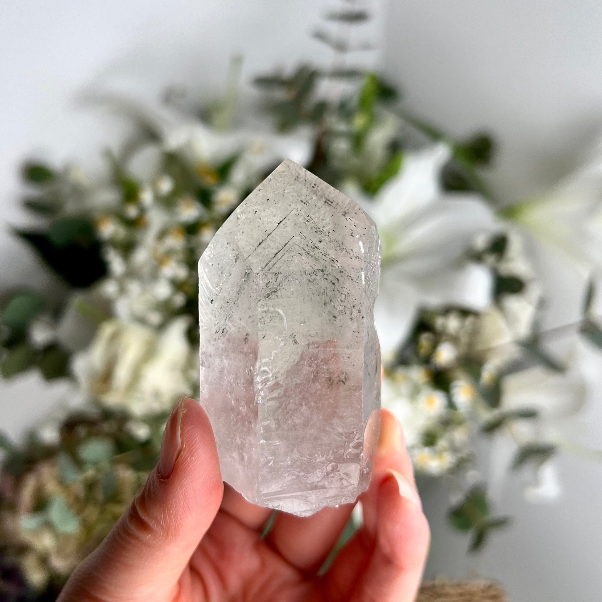 Grade AA Natural Chlorite Quartz Point with phantom- A Harmony of Healing and Protection CQC07, 124g