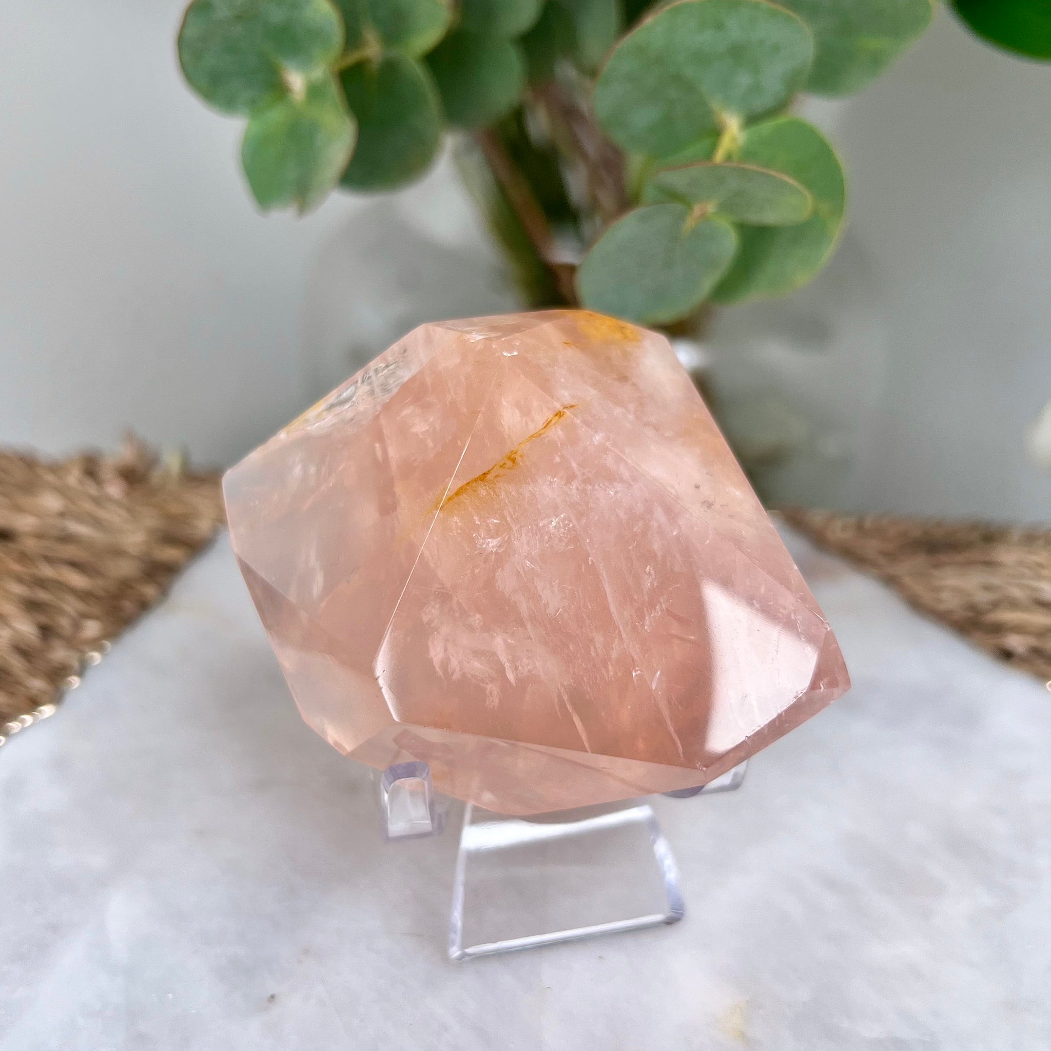 Grade AAA Golden Healer Rose Quartz Freeform with Star Light - A Celestial Beacon of Love and Healing, GRC26, 190g