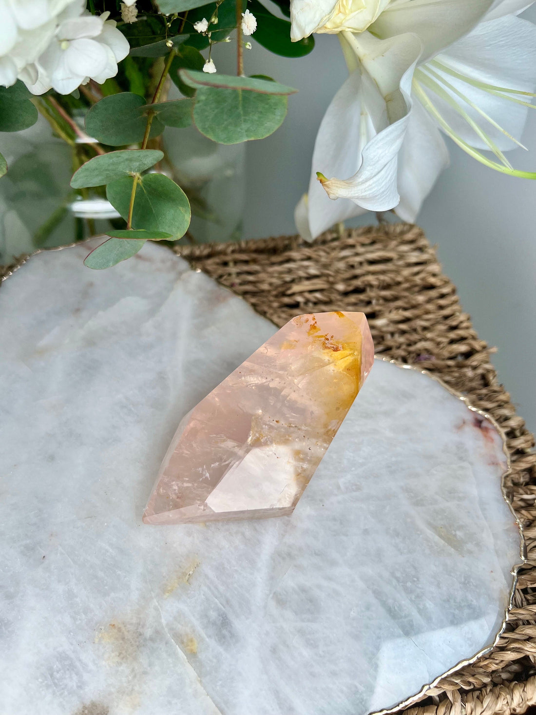 Grade AAA Golden Healer Rose Quartz Freeform with Star Light - A Celestial Beacon of Love and Healing, GRC28, 296g