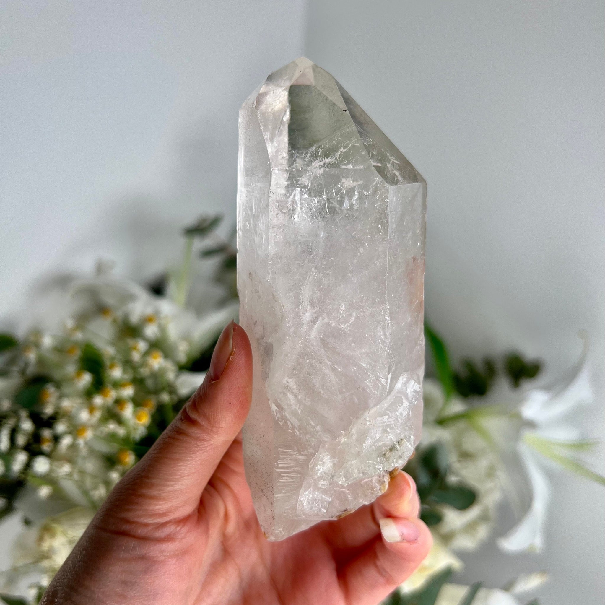 Grade A Natural Chlorite Quartz Point with Rainbow - A Harmony of Healing and Protection CQC16, 380g
