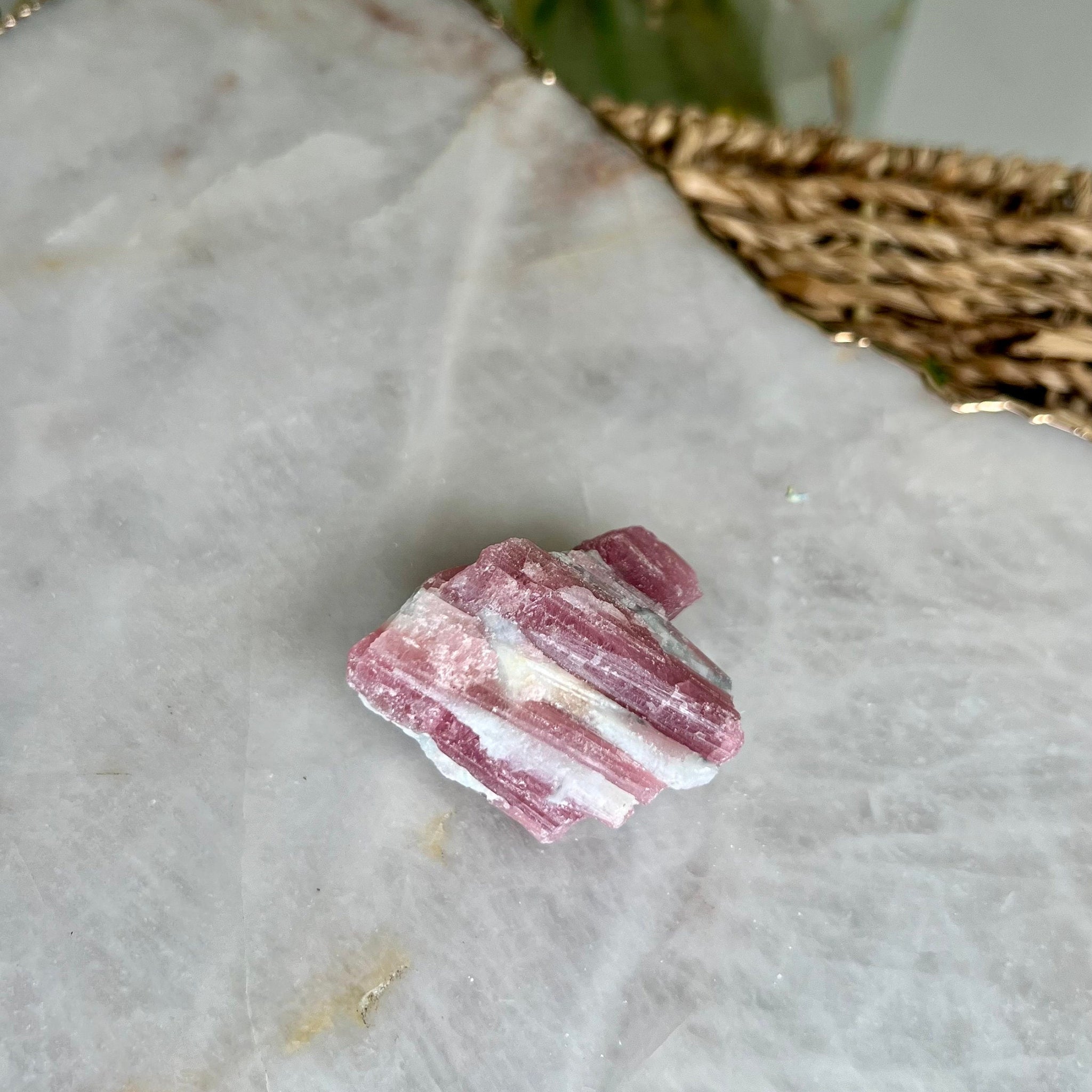 Grade AA Natural Pink Tourmaline on Aquamarine,A Harmonious Blend of Love and Serenity PTC01, 45g