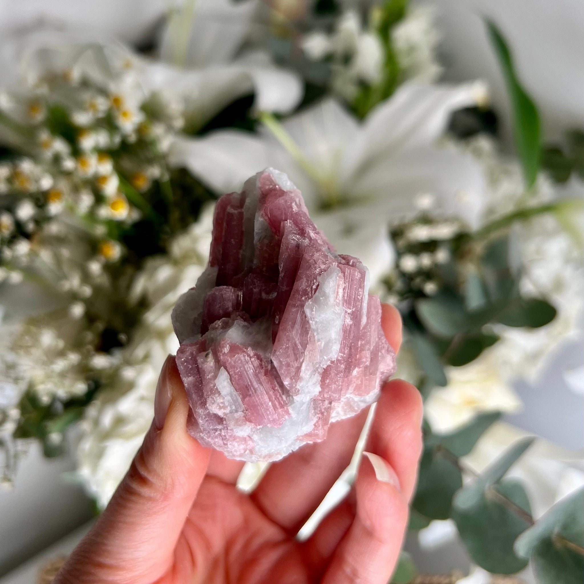 Grade AA Natural Pink Tourmaline on Aquamarine,A Harmonious Blend of Love and Serenity PTC03,106g