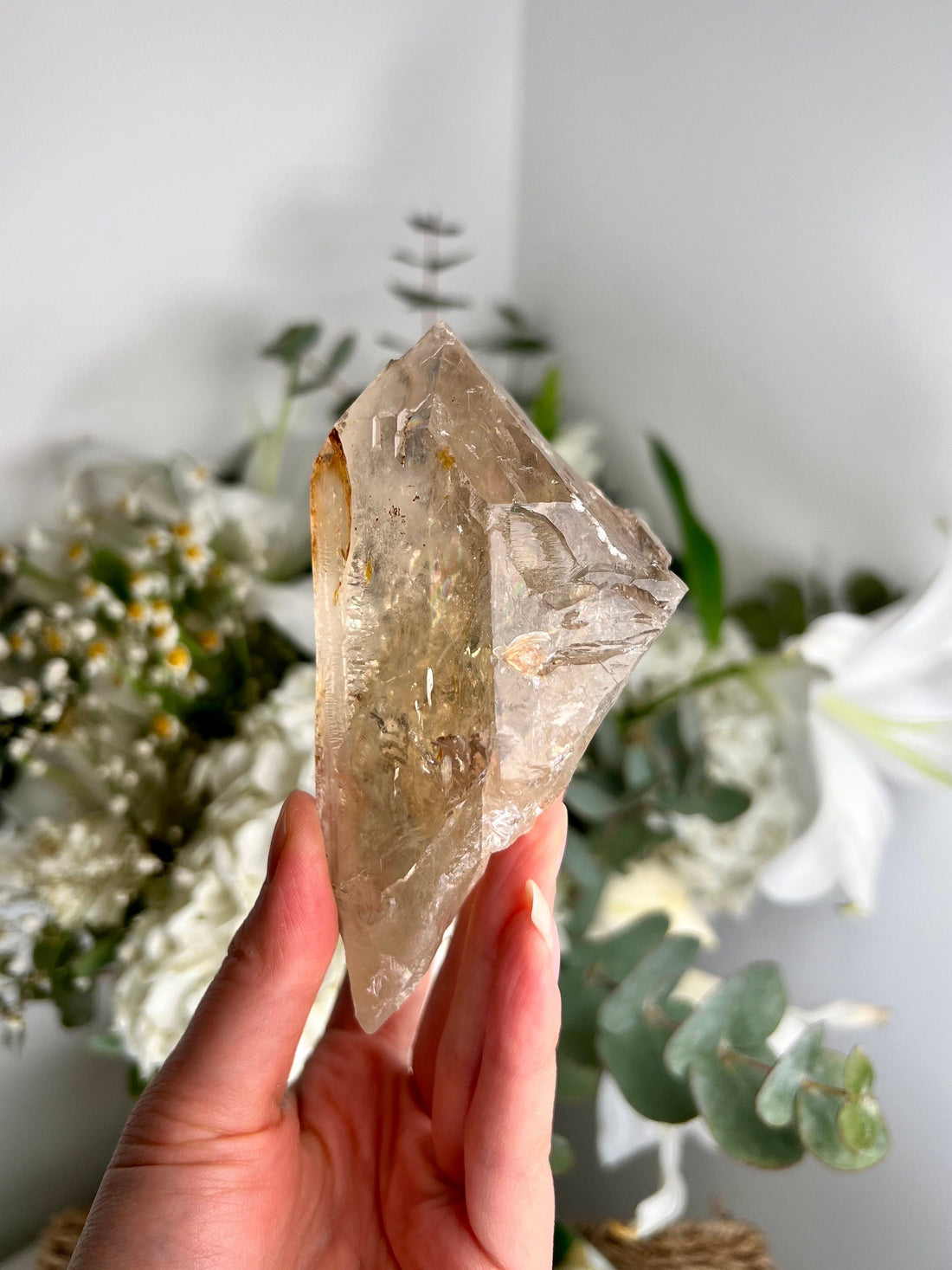 Grade AAA Natural Golden Citrine Cathedral Point with Big Rainbow - Super Extra Quality, CCH01, 385g