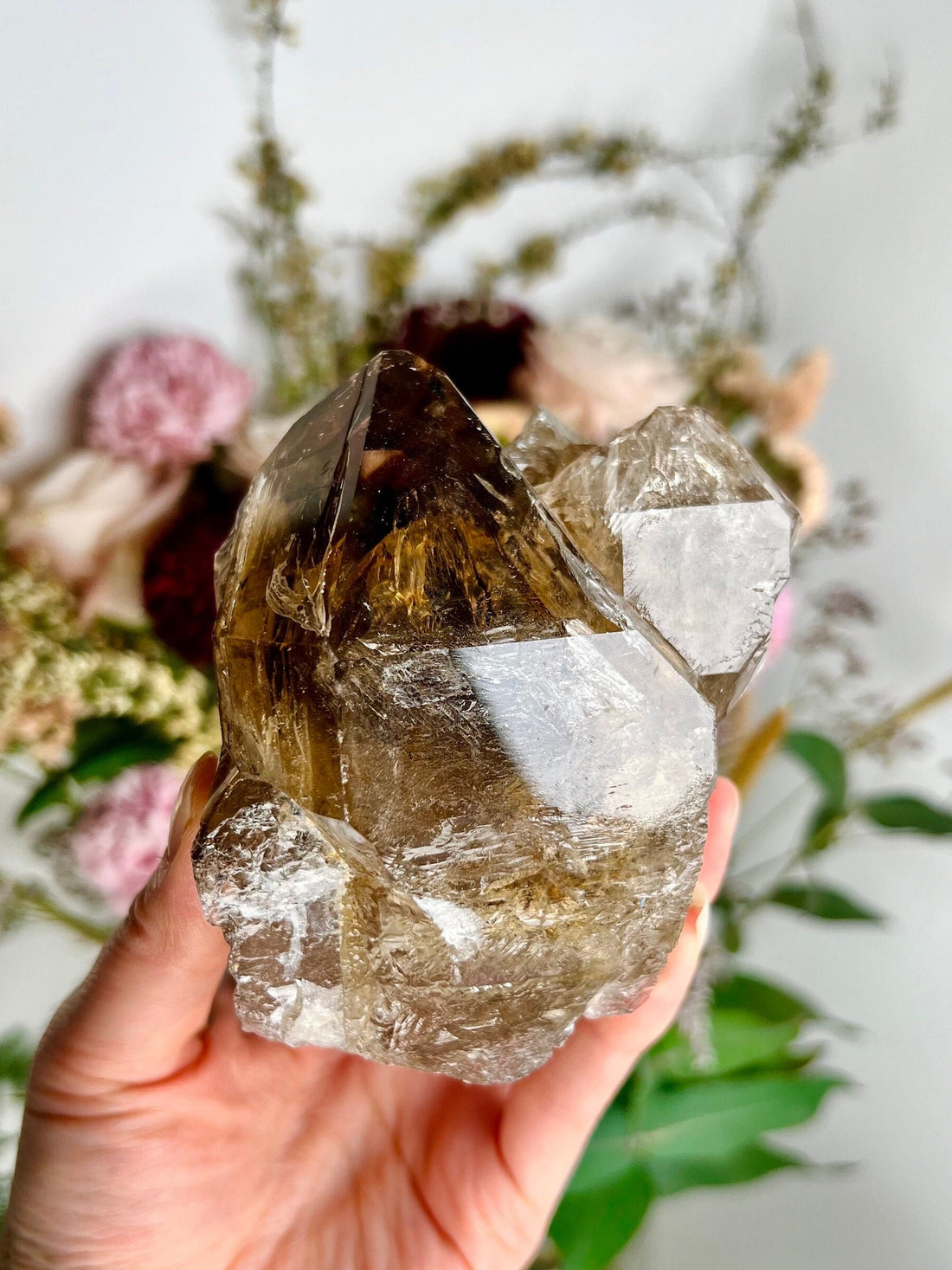 Grade AAA Elestial Smoky Quartz from Araçuai, Brazil with Citrine inclusion -  542g, SEH04