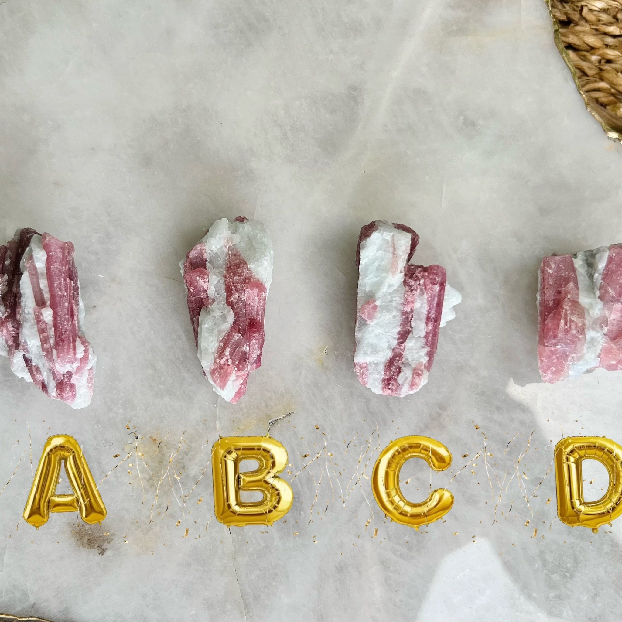 Grade AA Natural Pink Tourmaline on Aquamarine,A Harmonious Blend of Love and Serenity PTC16, Multiple Options