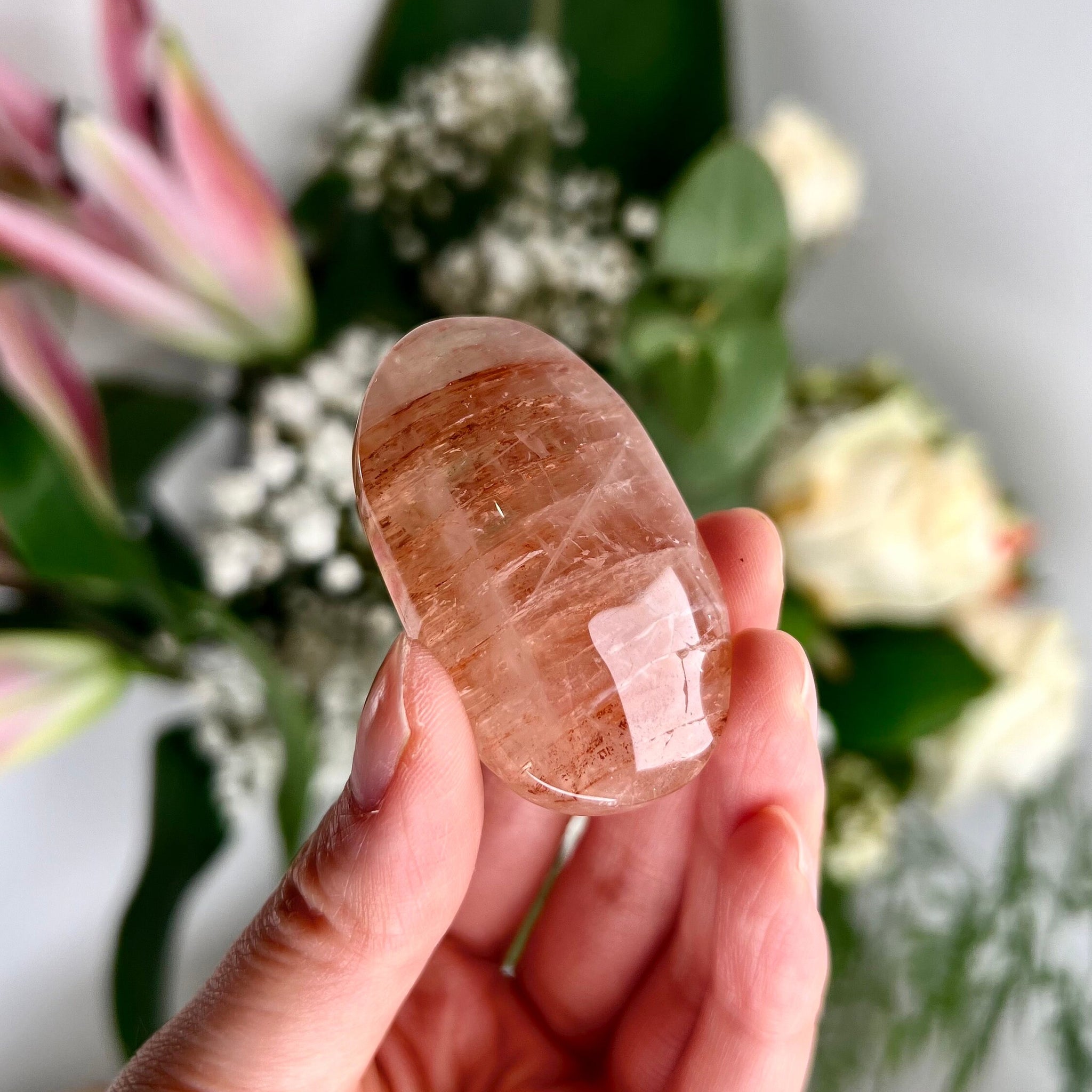 Grade AA Natural Fire Quartz Palmstone - The Spark of Creativity and Emotional Rejuvenation, FPQ16 49g
