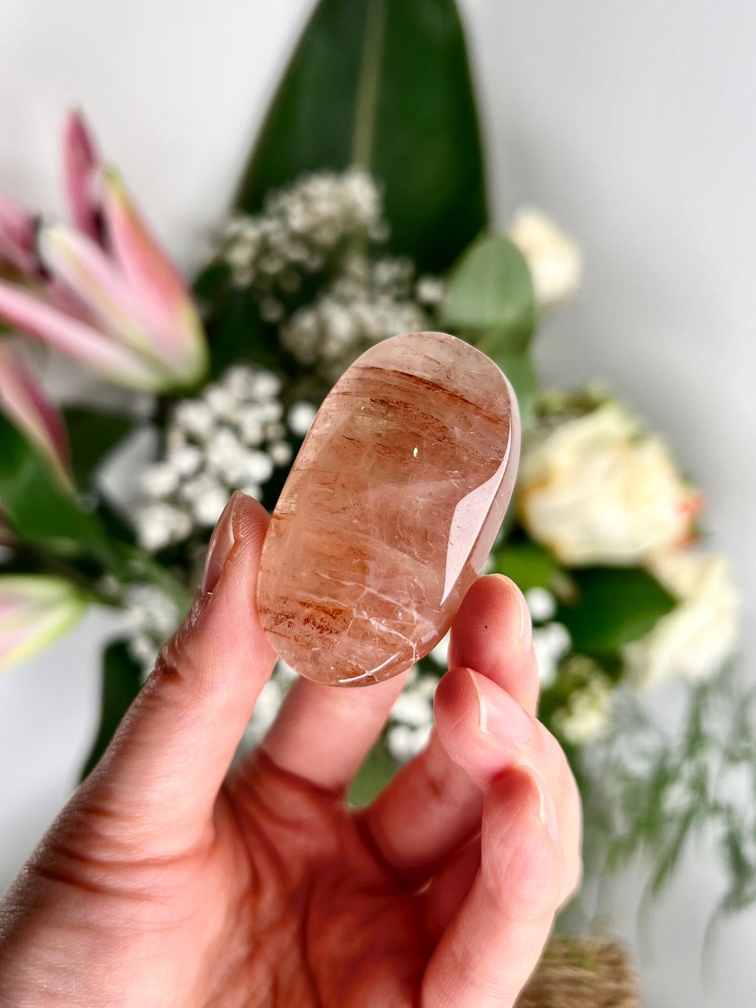 Grade AA Natural Fire Quartz Palmstone - The Spark of Creativity and Emotional Rejuvenation, FPQ16 49g