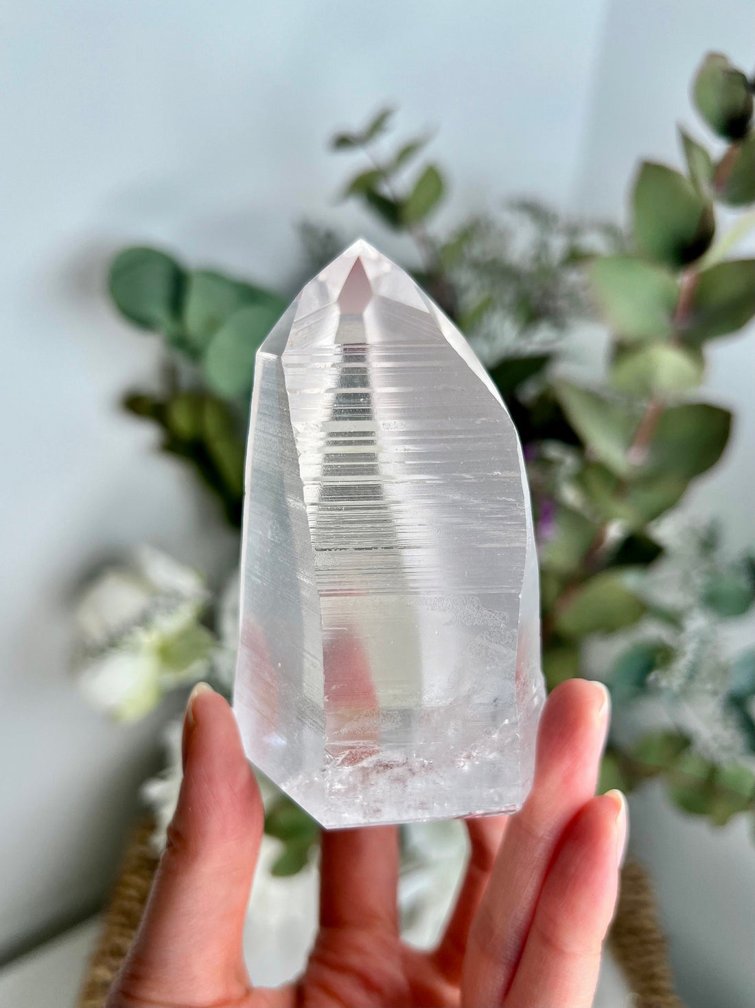 Grade AAA Lemurian Tower with Barcodes and Rainbow - Semi-polished, Top Quality, from Sento se Bahia, LTC06, 253g