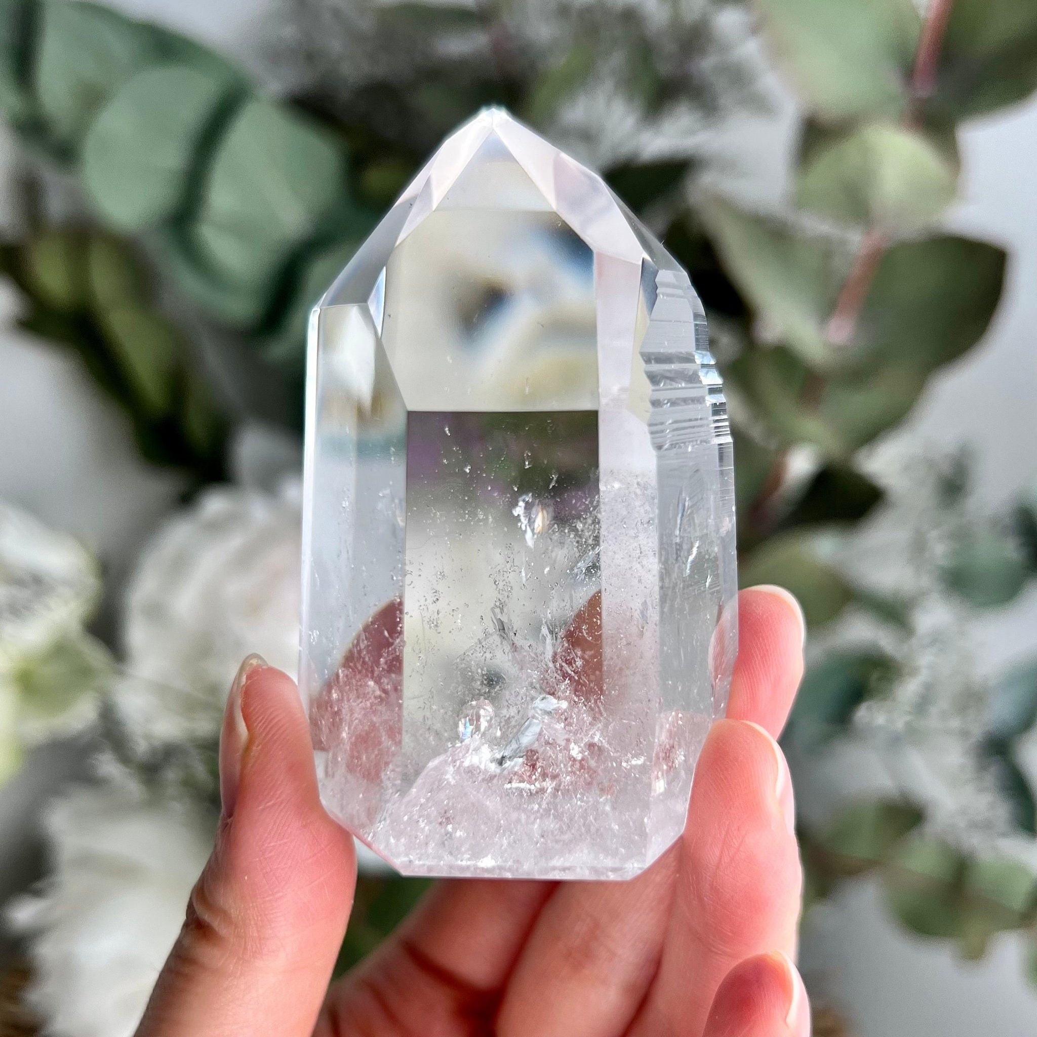 Grade AAA+ Lemurian Tower with Barcodes and Rainbow - Semi-polished, Top Quality,from Sento se Bahia, LTC10, 153g