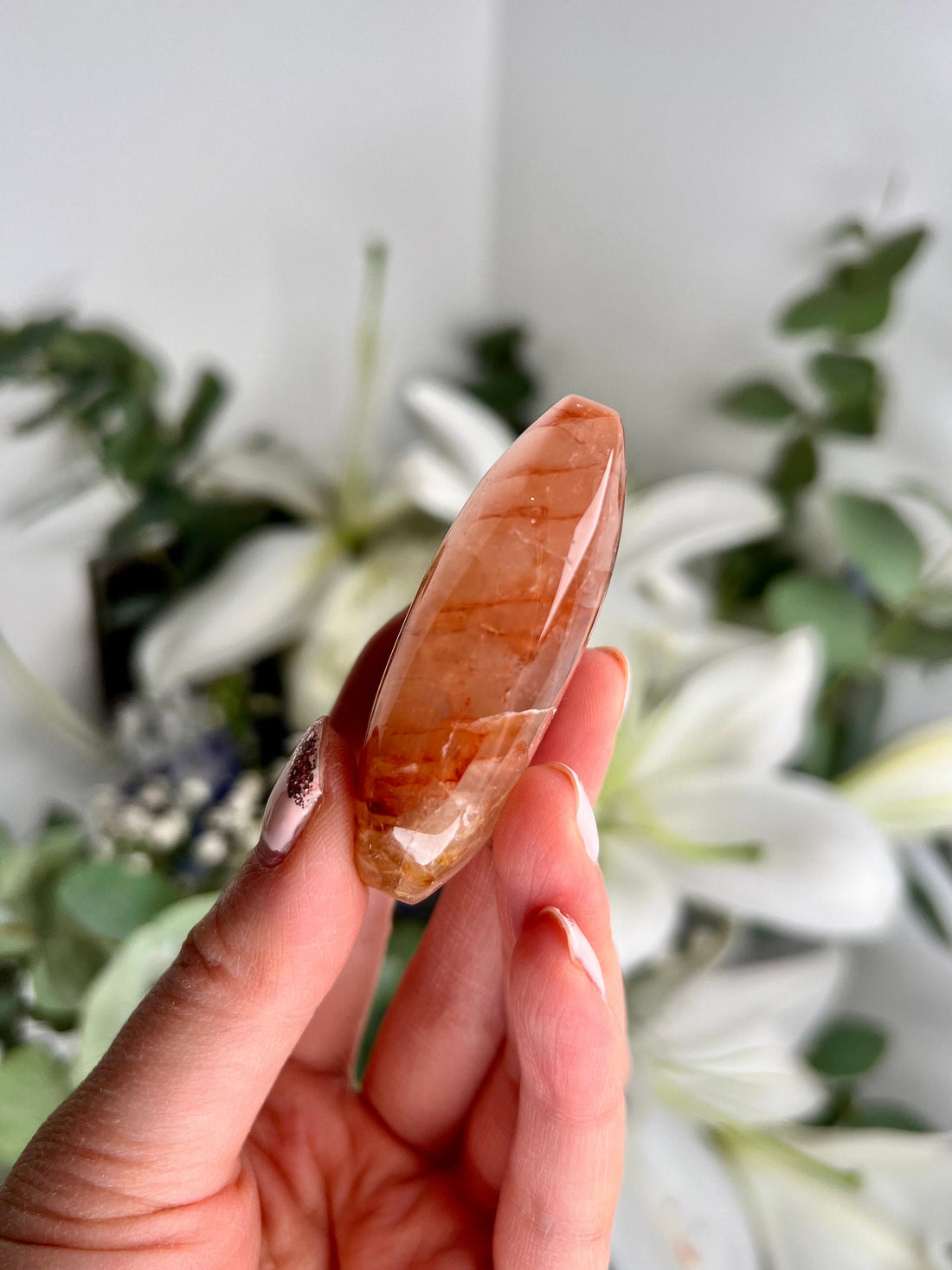 Grade AA Natural Fire Quartz with Golden Healer Palmstone - Ignite Inner Fire and Healing, FPQ04 59g
