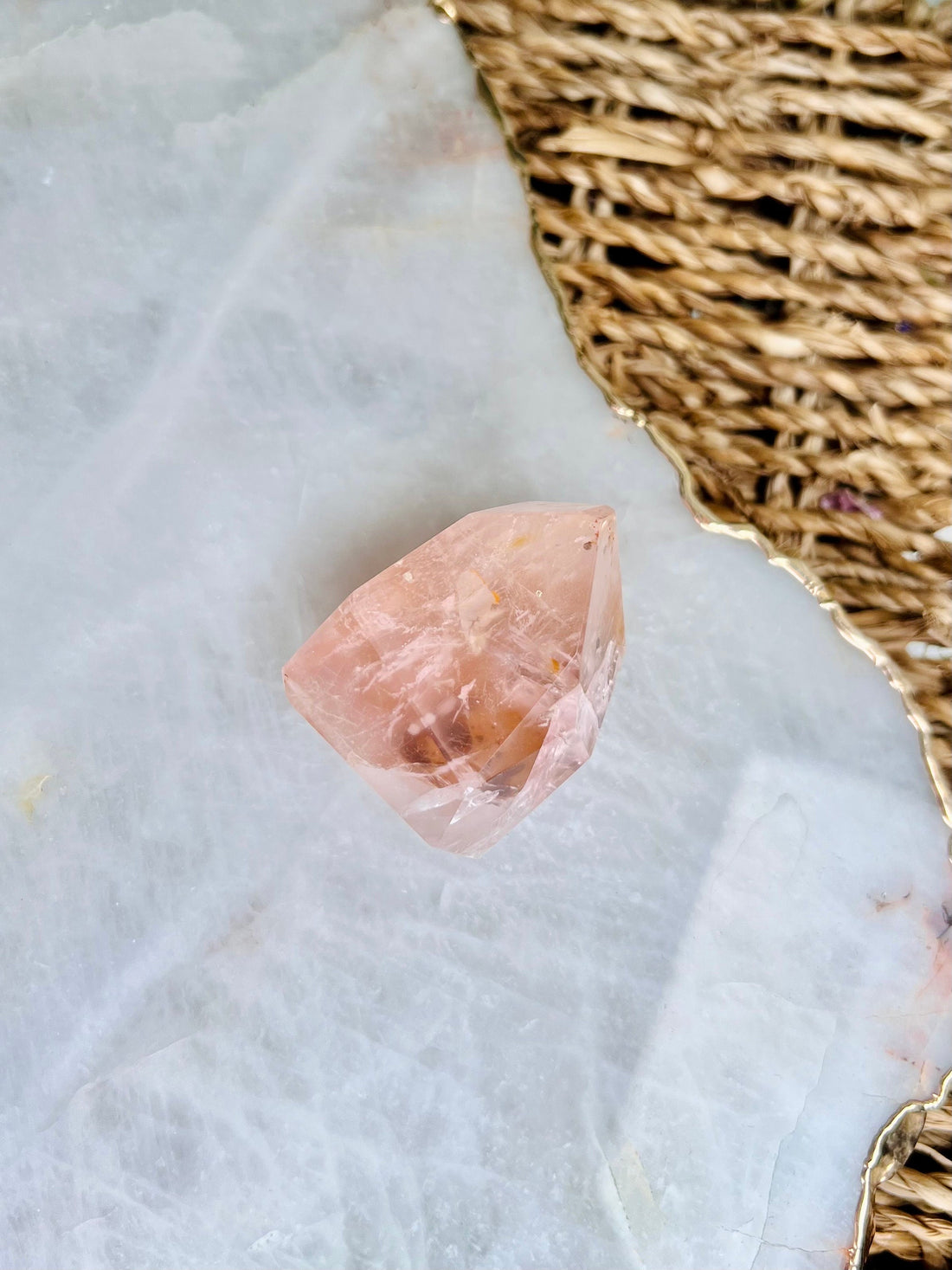 Grade AAA Golden Healer Rose Quartz Freeform with Pyrite Inclusion - A Triad of Love, Healing, and Prosperity, GRC56, 55g
