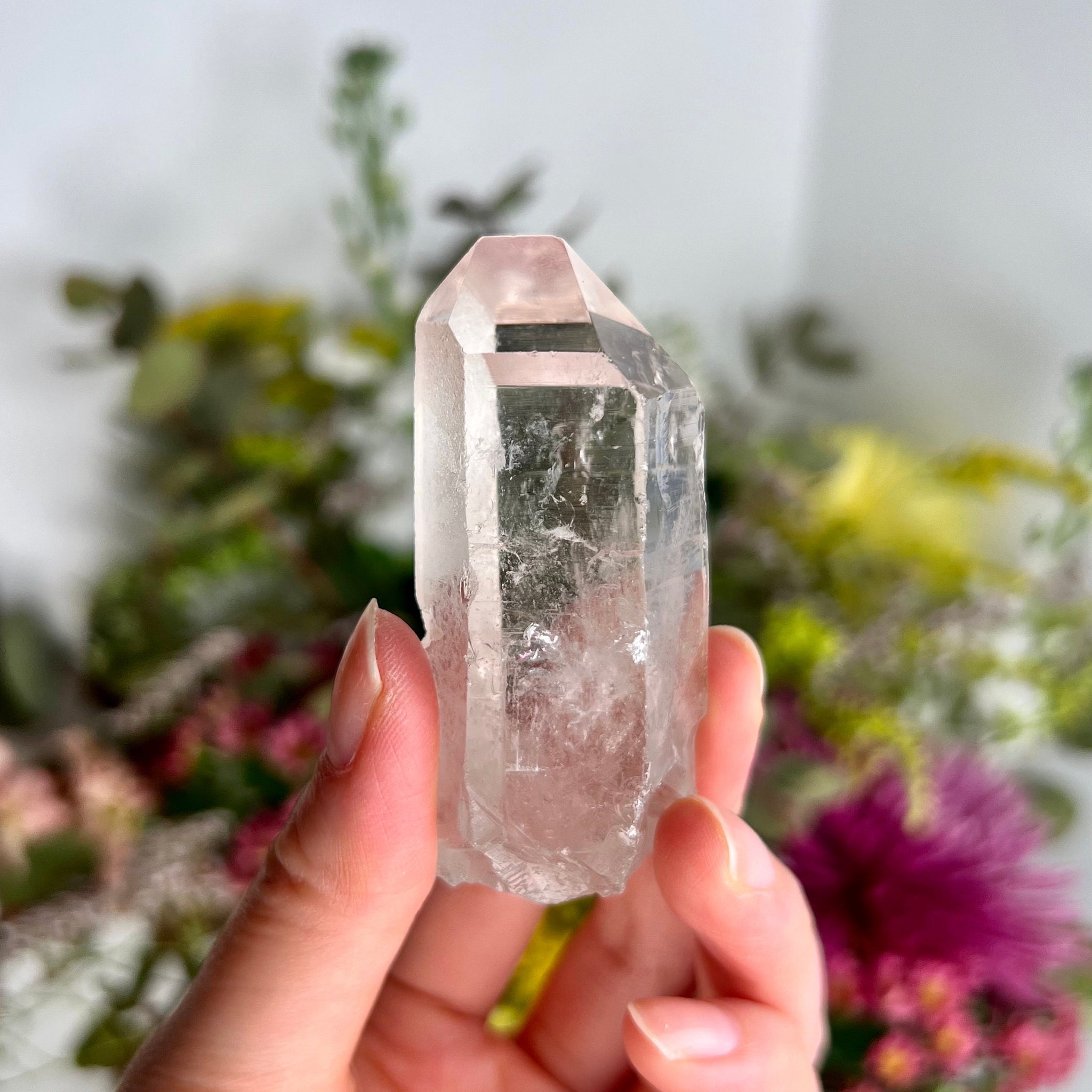 Grade AA Natural Etched Clear Quartz Point - Self-Healed Masterpiece of Clarity and Resilience QPC30, 71g