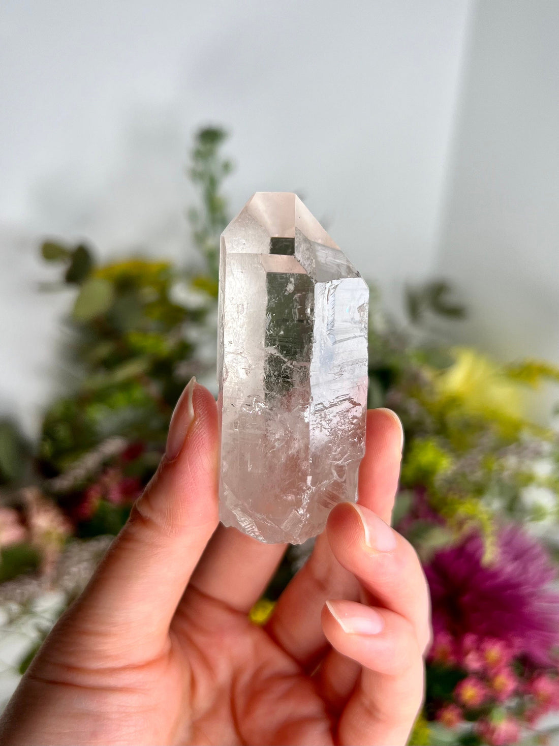 Grade AA Natural Etched Clear Quartz Point - Self-Healed Masterpiece of Clarity and Resilience QPC30, 71g