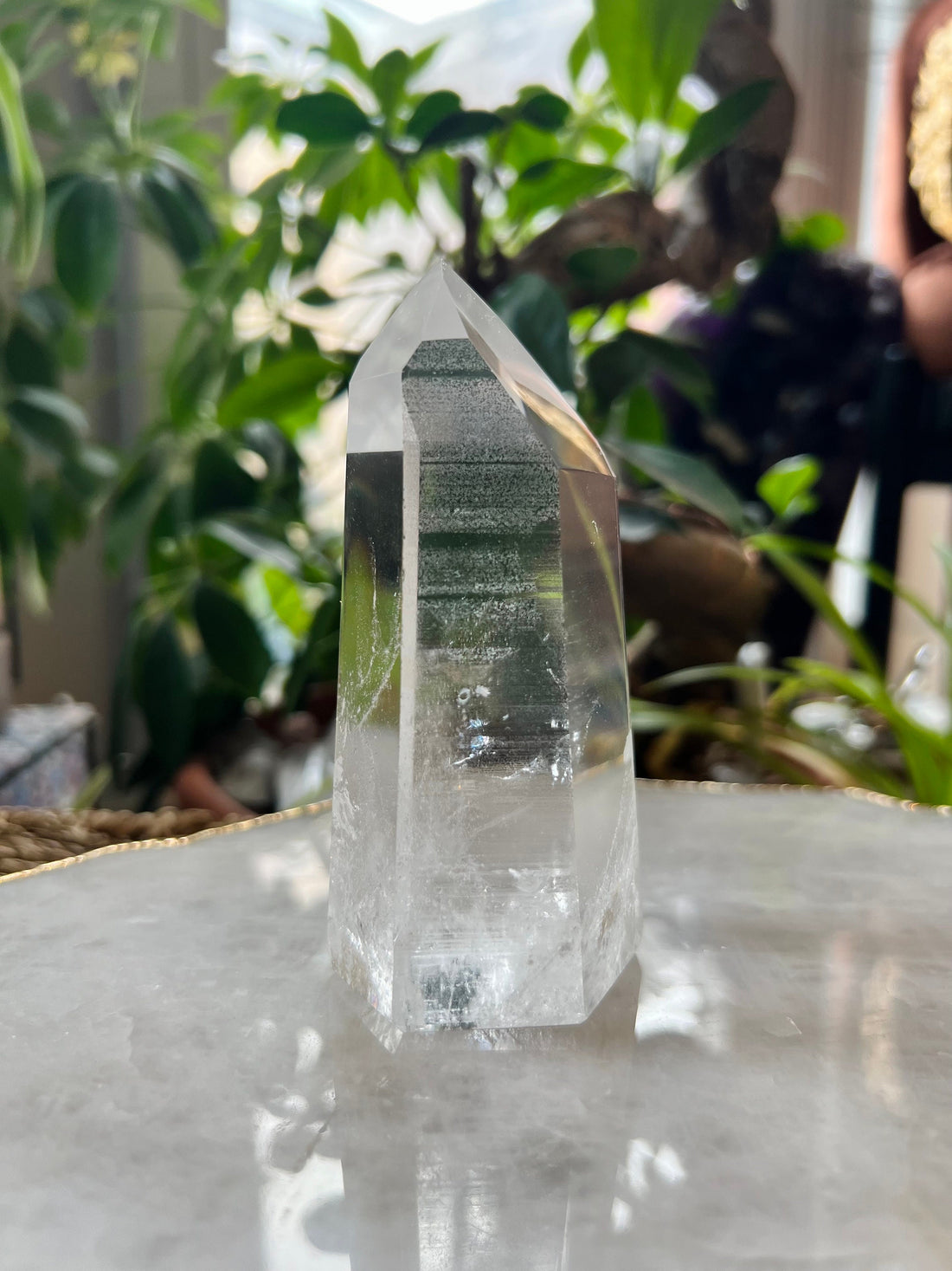 Grade AAA Lemurian Tower with Blue Needle and Rainbow - Semi-polished, Top Quality, LTC05, 318g