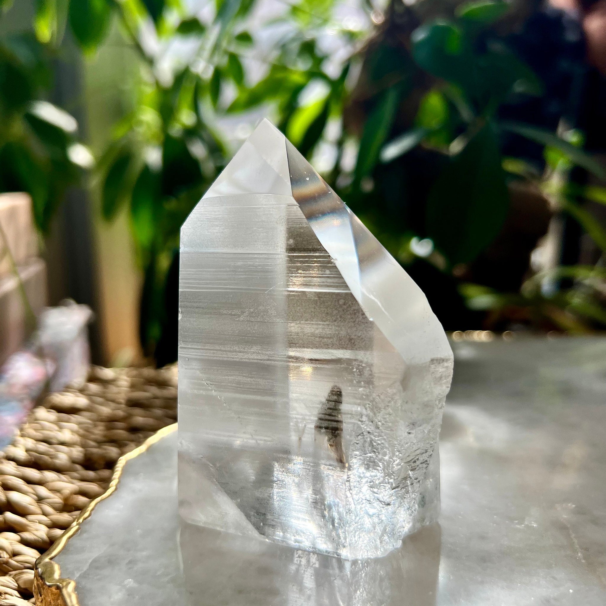 Grade AAA Lemurian Tower with Barcodes and Self-Healed - Semi-polished, Top Quality, from Sento se Bahia, LTC20, 283g