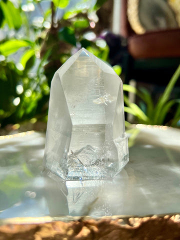 Grade AAA Natural Lemurian Tower with Penetration - Self-Healed, Semi-Polished with Barcodes, Top Quality, from Sento se Bahia LTC32, 139g