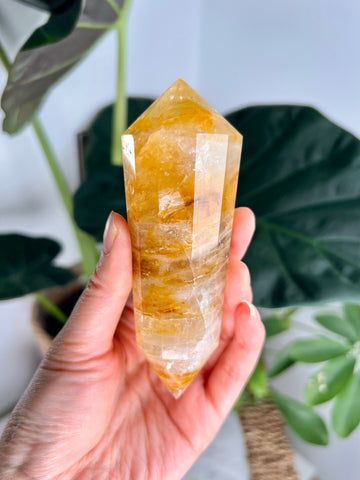 Grade AAA 12-Sided Golden Healer Vogel Wand - Double Terminated for Powerful Healing and Energy Amplification, GVC23, 264g