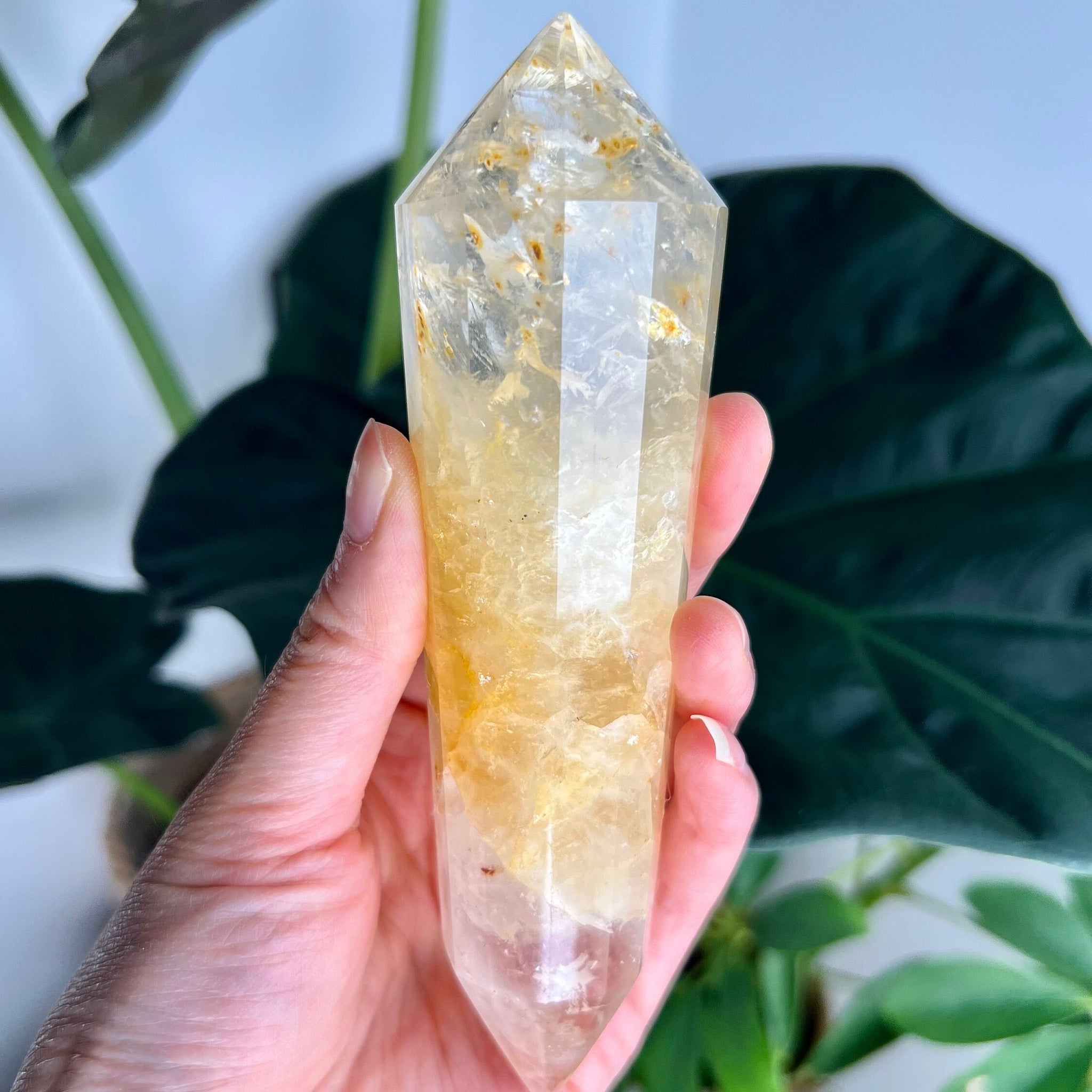 Grade AAA+ 12-Sided Golden Healer Vogel Wand with Rainbow- Double Terminated for Powerful Healing and Energy Amplification, GVC28 283g