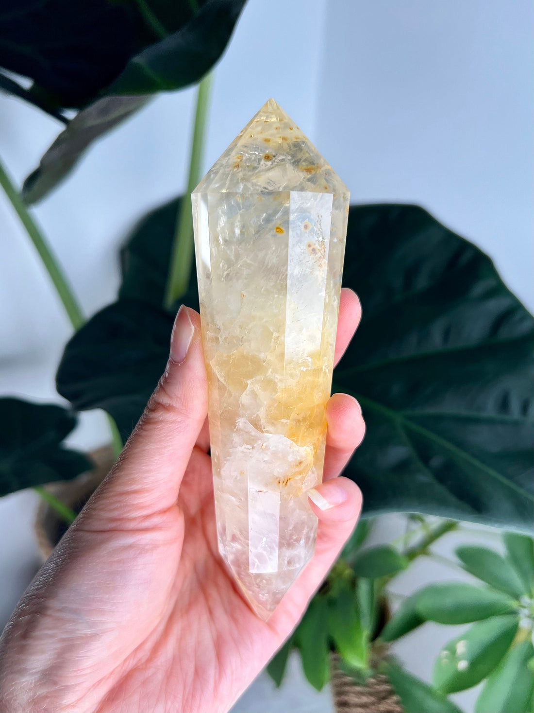 Grade AAA+ 12-Sided Golden Healer Vogel Wand with Rainbow- Double Terminated for Powerful Healing and Energy Amplification, GVC28 283g