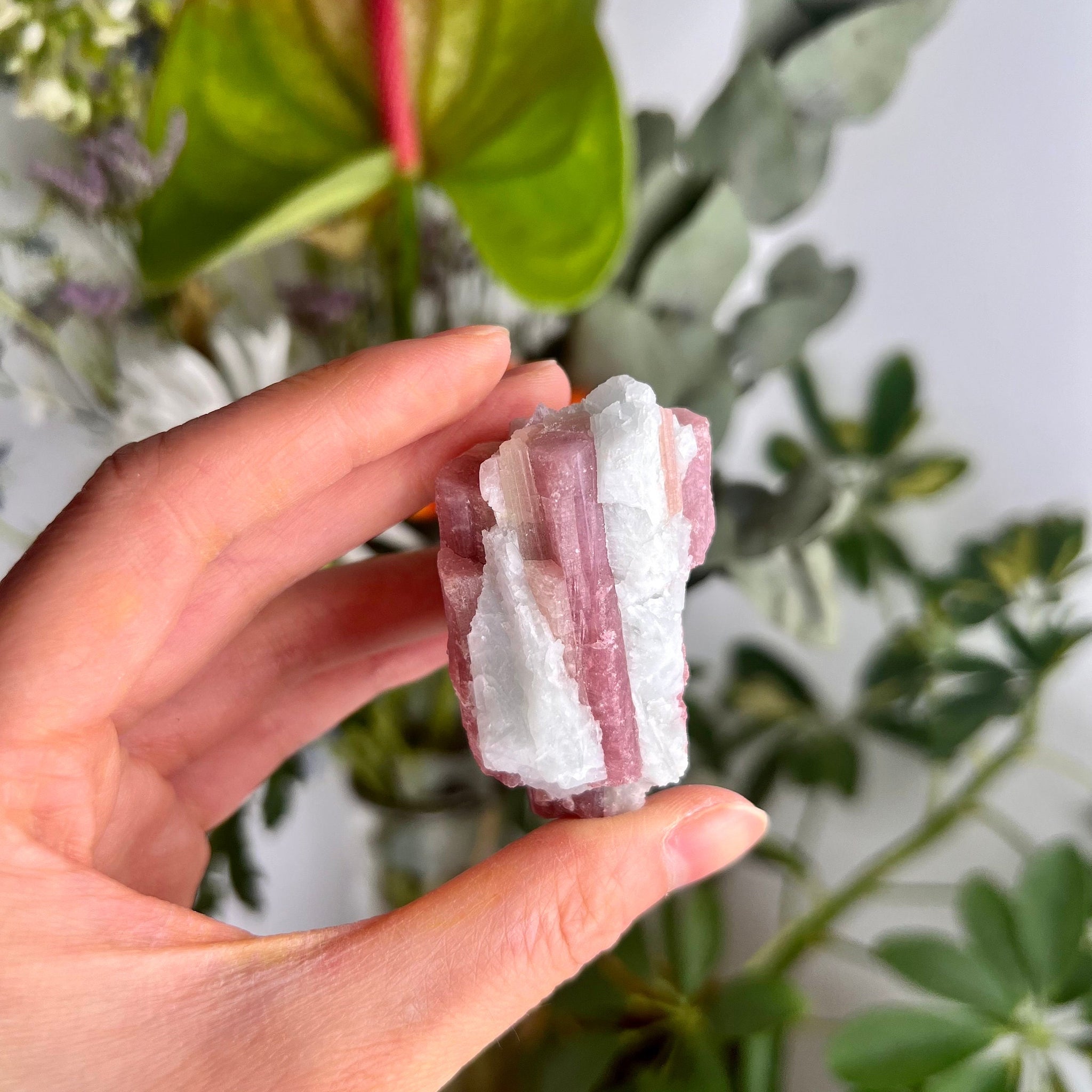 Grade A Natural Pink Tourmaline on Aquamarine,A Harmonious Blend of Love and Serenity PTC22, 76g