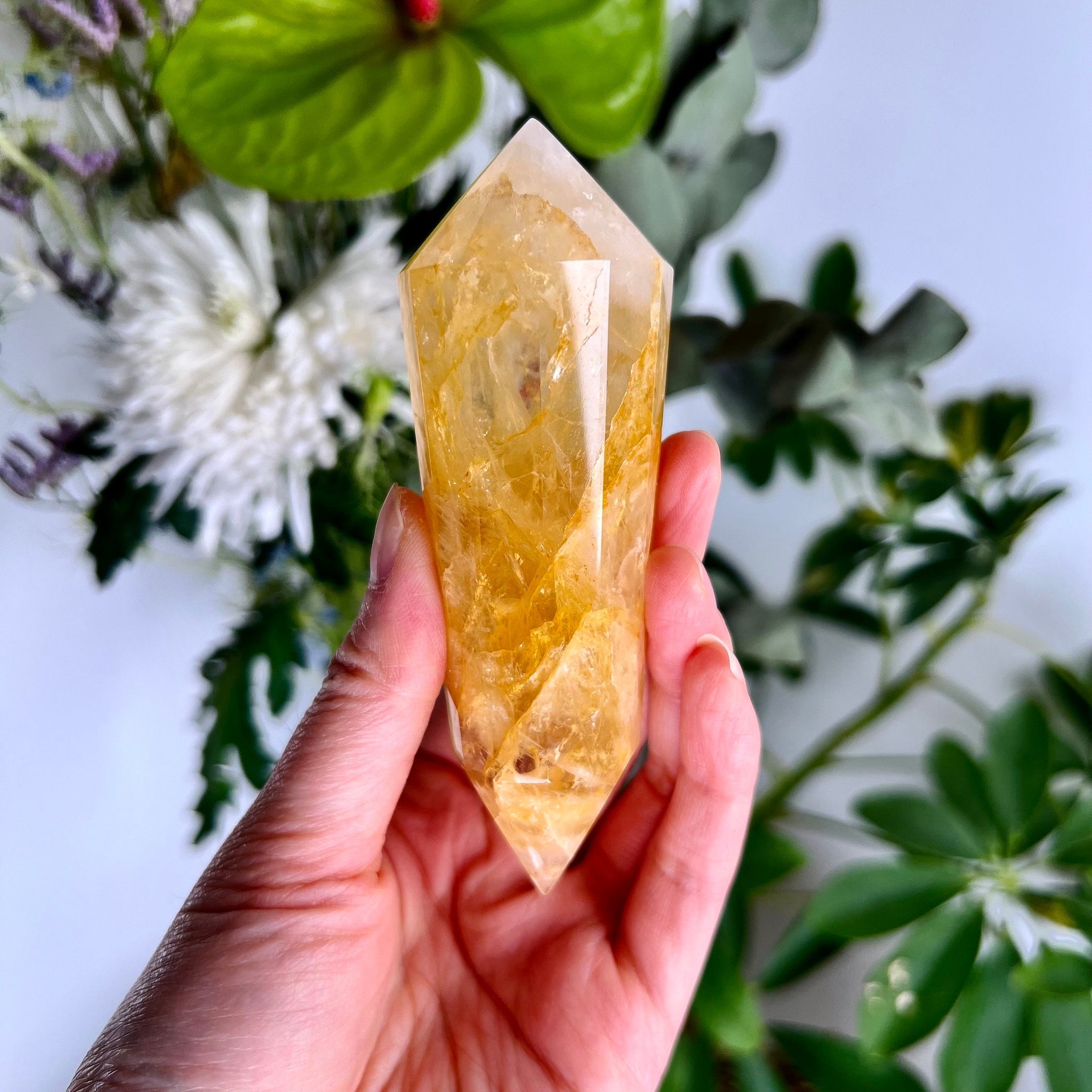 Grade AAA 12-Sided Golden Healer Vogel Wand - Double Terminated for Powerful Healing and Energy Amplification, GVC06, 178g