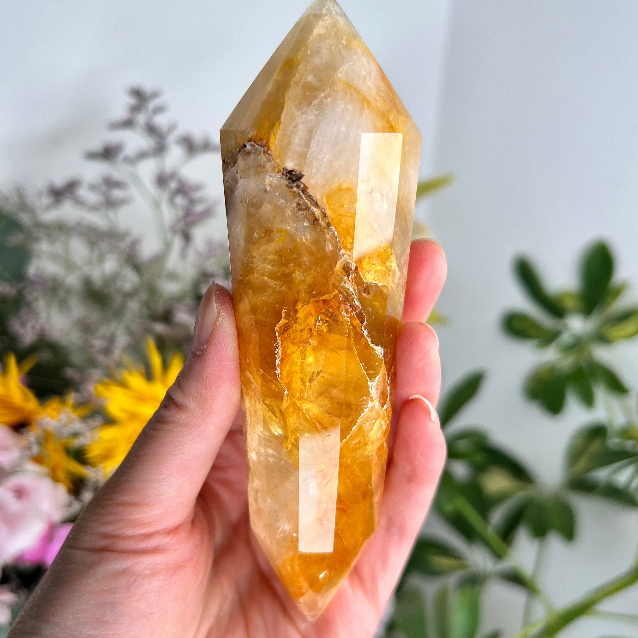 Grade AAA 12-Sided Golden Healer Vogel Wand - Double Terminated for Powerful Healing and Energy Amplification, GVC08, 277g