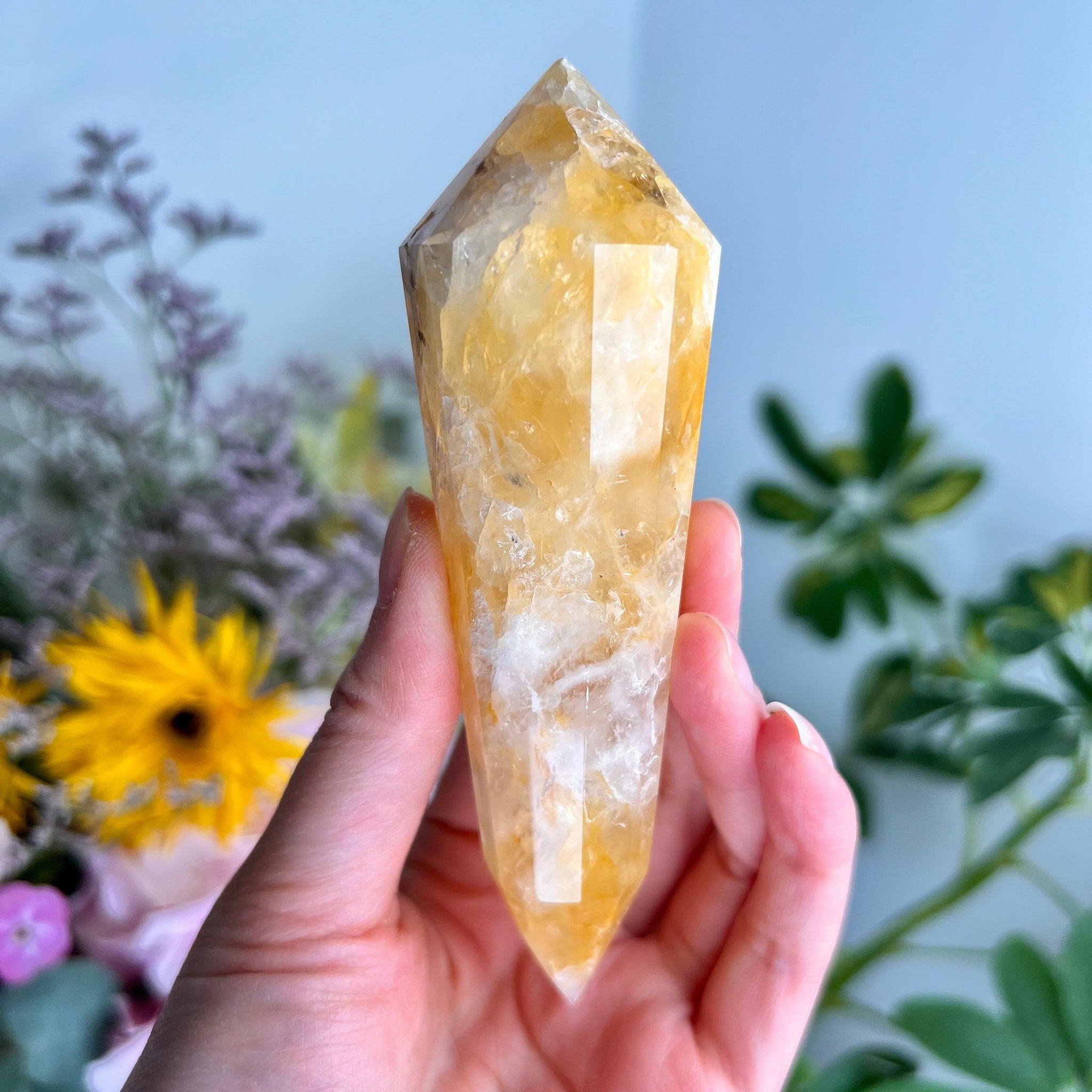 Grade AA 12-Sided Golden Healer Vogel Wand - Double Terminated for Powerful Healing and Energy Amplification, GVC09, 173g