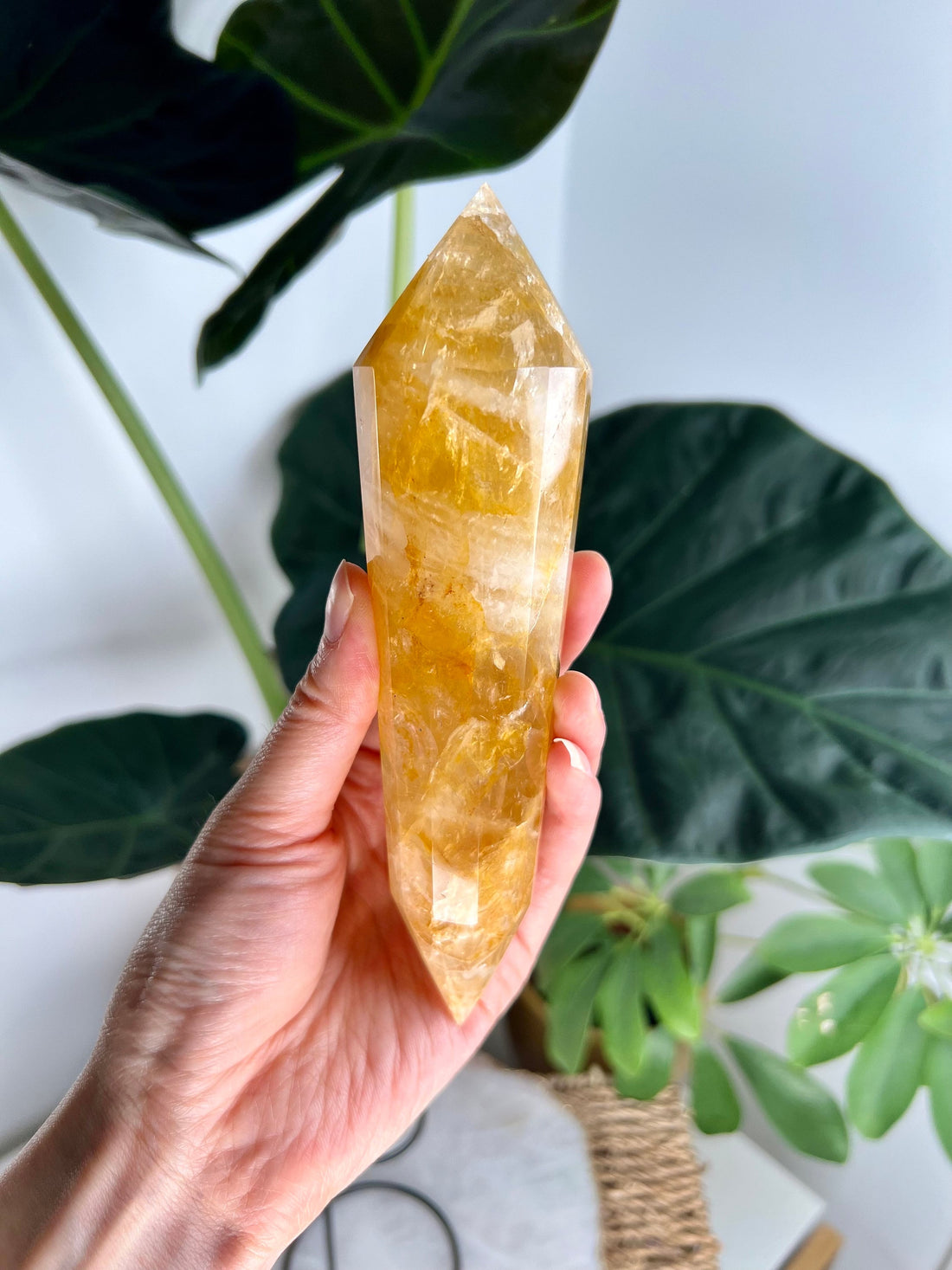 Grade AAA 12-Sided Golden Healer Vogel Wand with simple Stand - Double Terminated for Powerful Healing and Energy Amplification, GVC37 350g