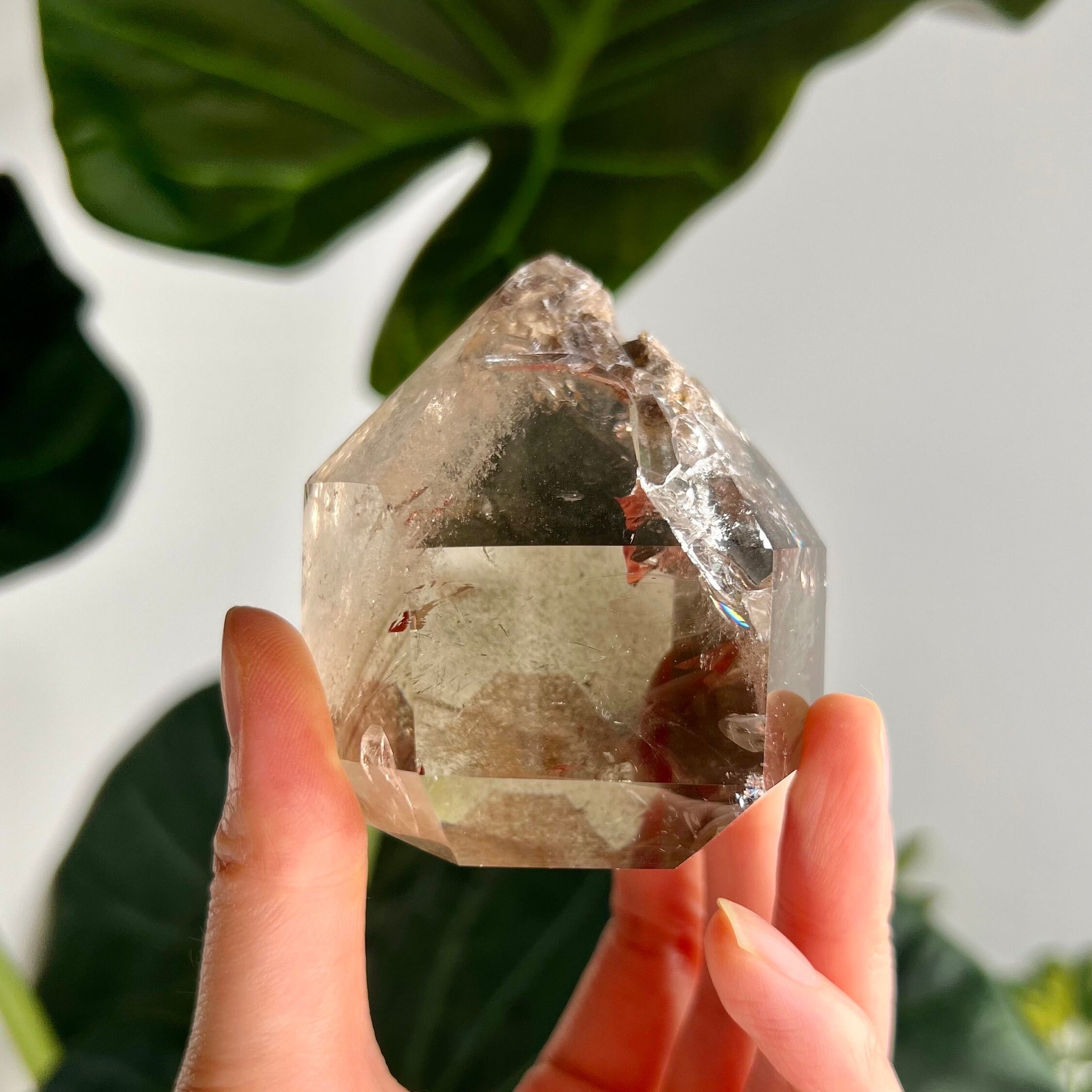 Grade AA Natural Smoky Penetration Quartz Tower with Rainbows and Phantom- Manifestation and Healing Crystal MFH09, 231g