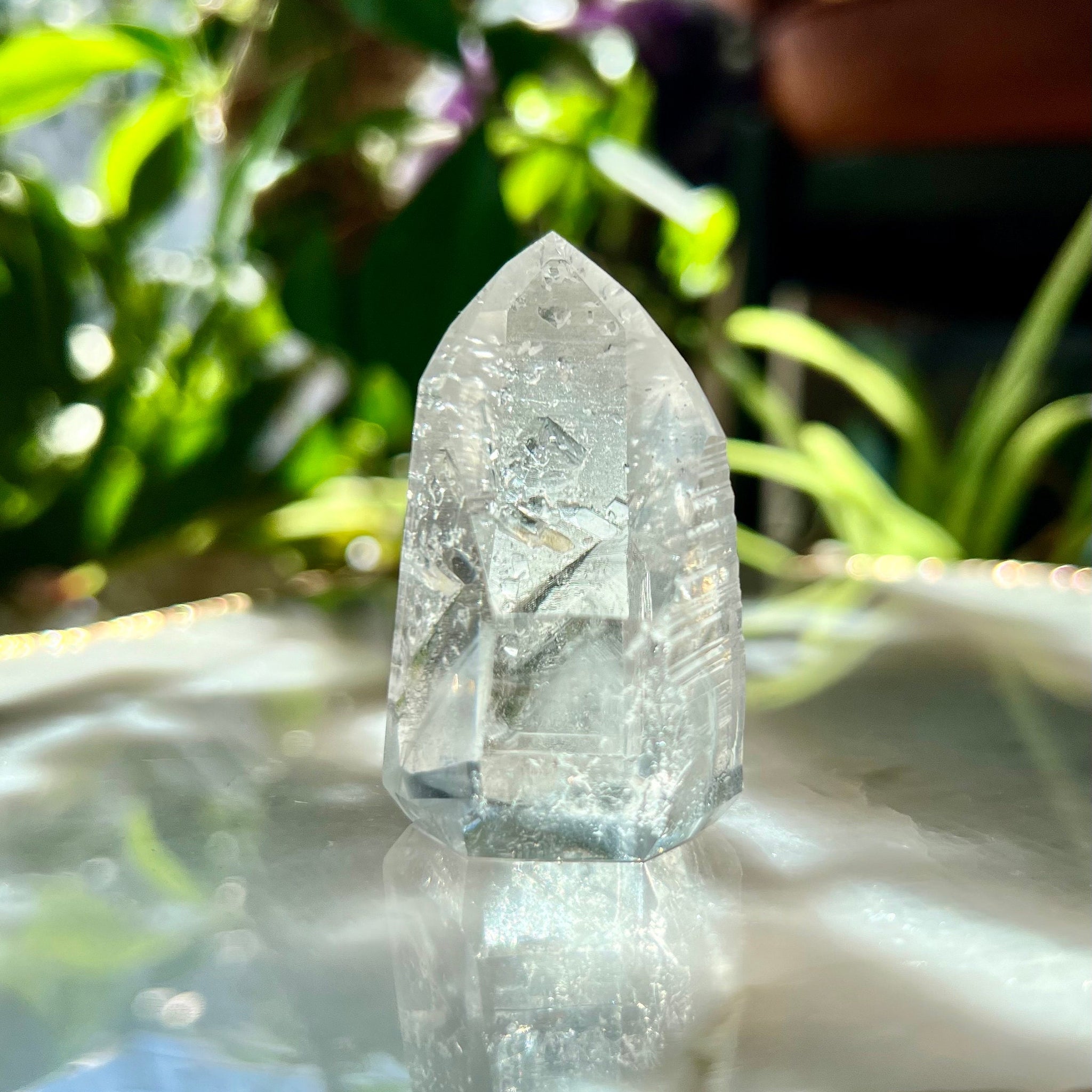 Grade AAA Lemurian Tower with Penetration and Grey Phantom - Manifestation and Healing Crystal,from Sento se Bahia LTC29, 51g