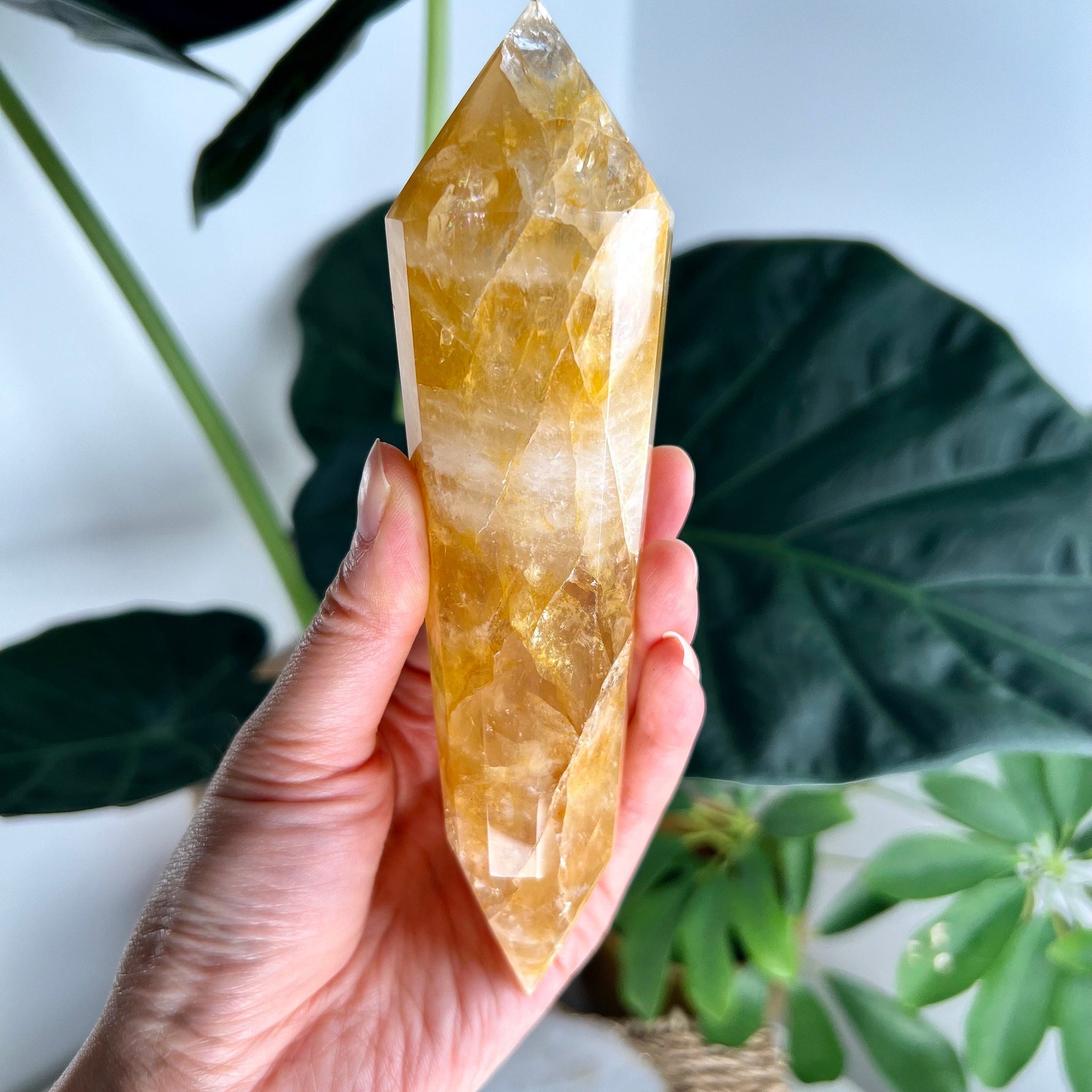 Grade AAA 12-Sided Golden Healer Vogel Wand with simple Stand - Double Terminated for Powerful Healing and Energy Amplification, GVC37 350g